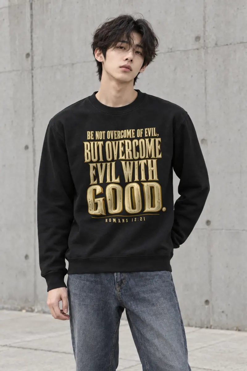 "Be Not Overcome of Evil" Heavy Blend Unisex Crewneck Sweatshirt