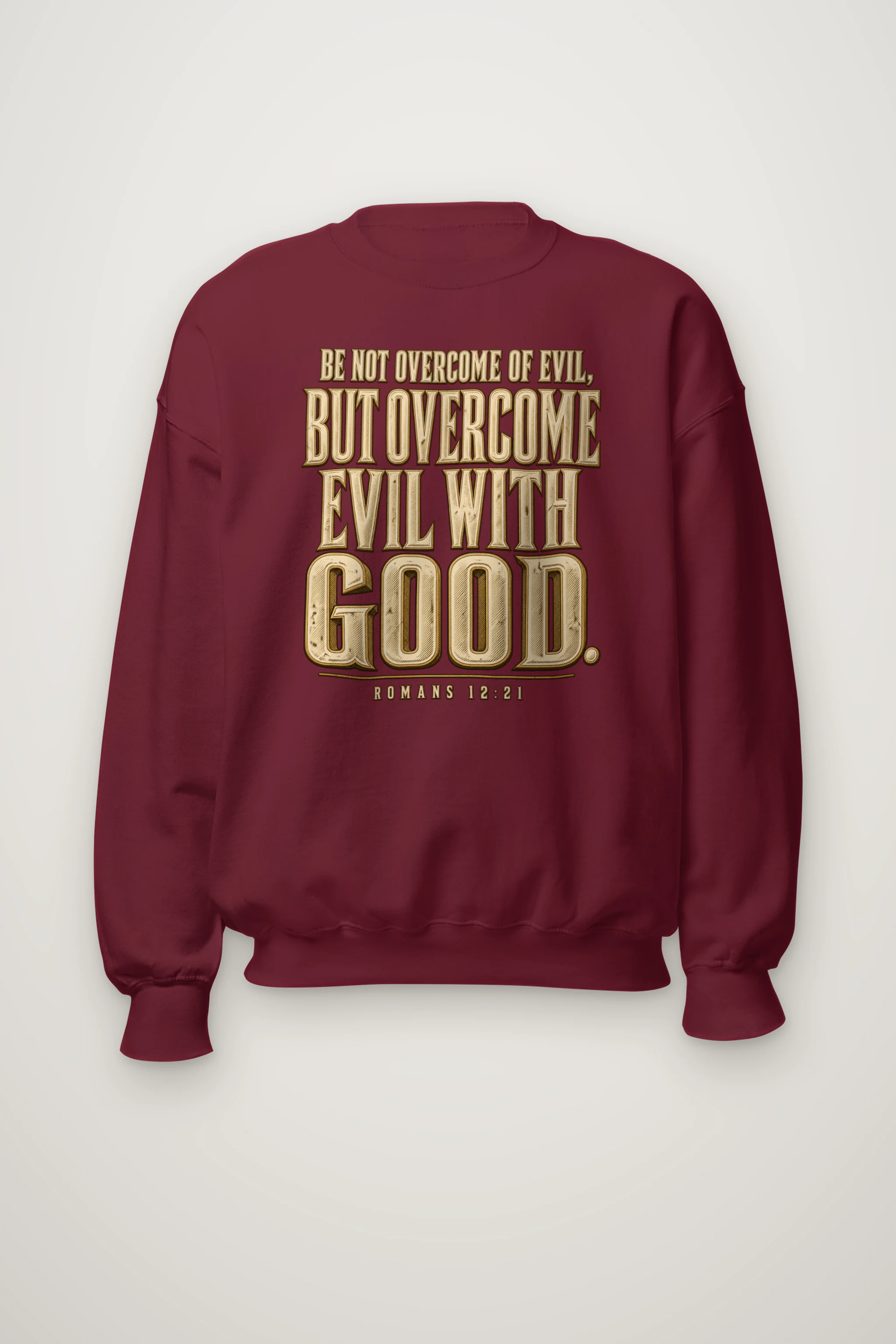 "Be Not Overcome of Evil" Heavy Blend Unisex Crewneck Sweatshirt