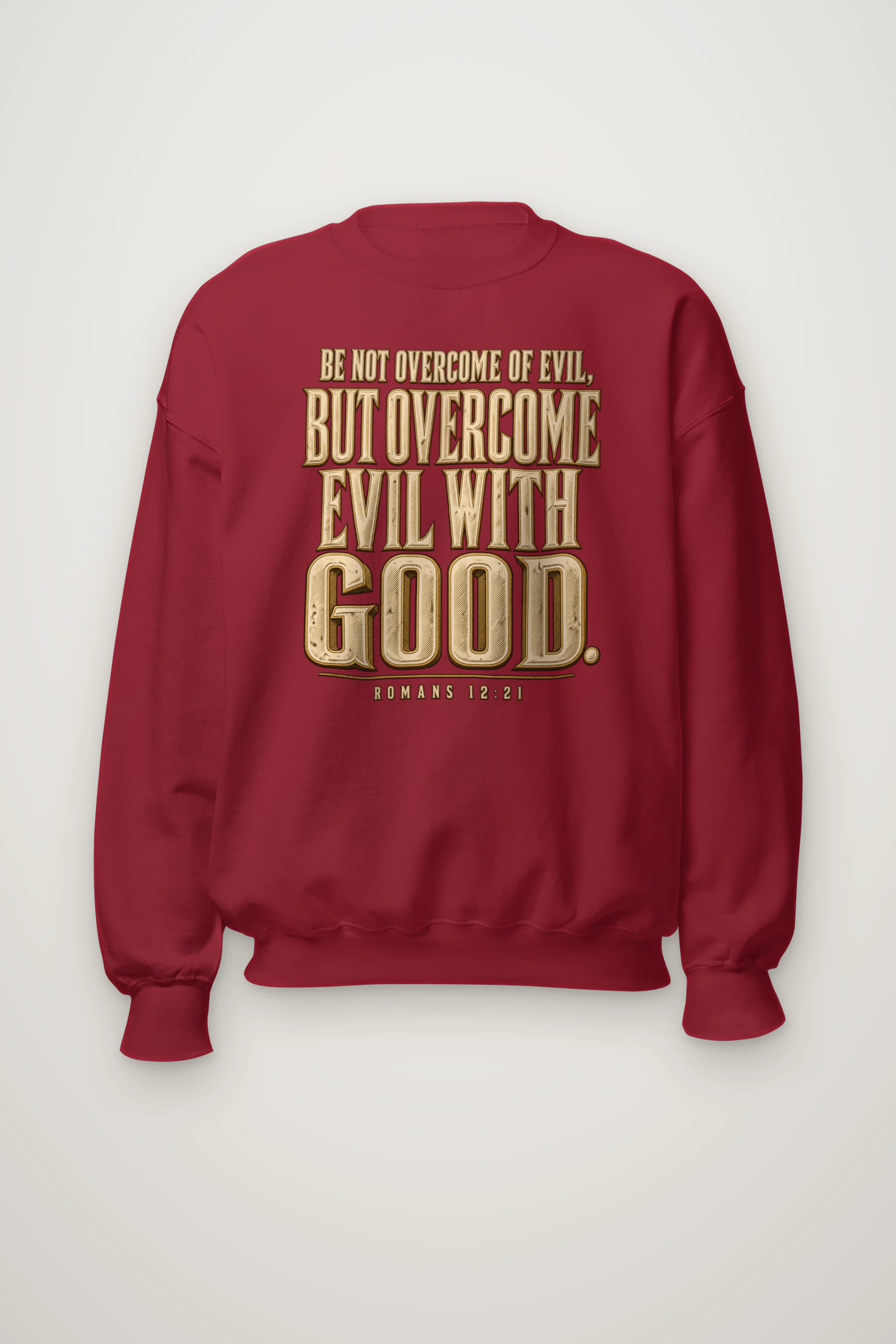 "Be Not Overcome of Evil" Heavy Blend Unisex Crewneck Sweatshirt