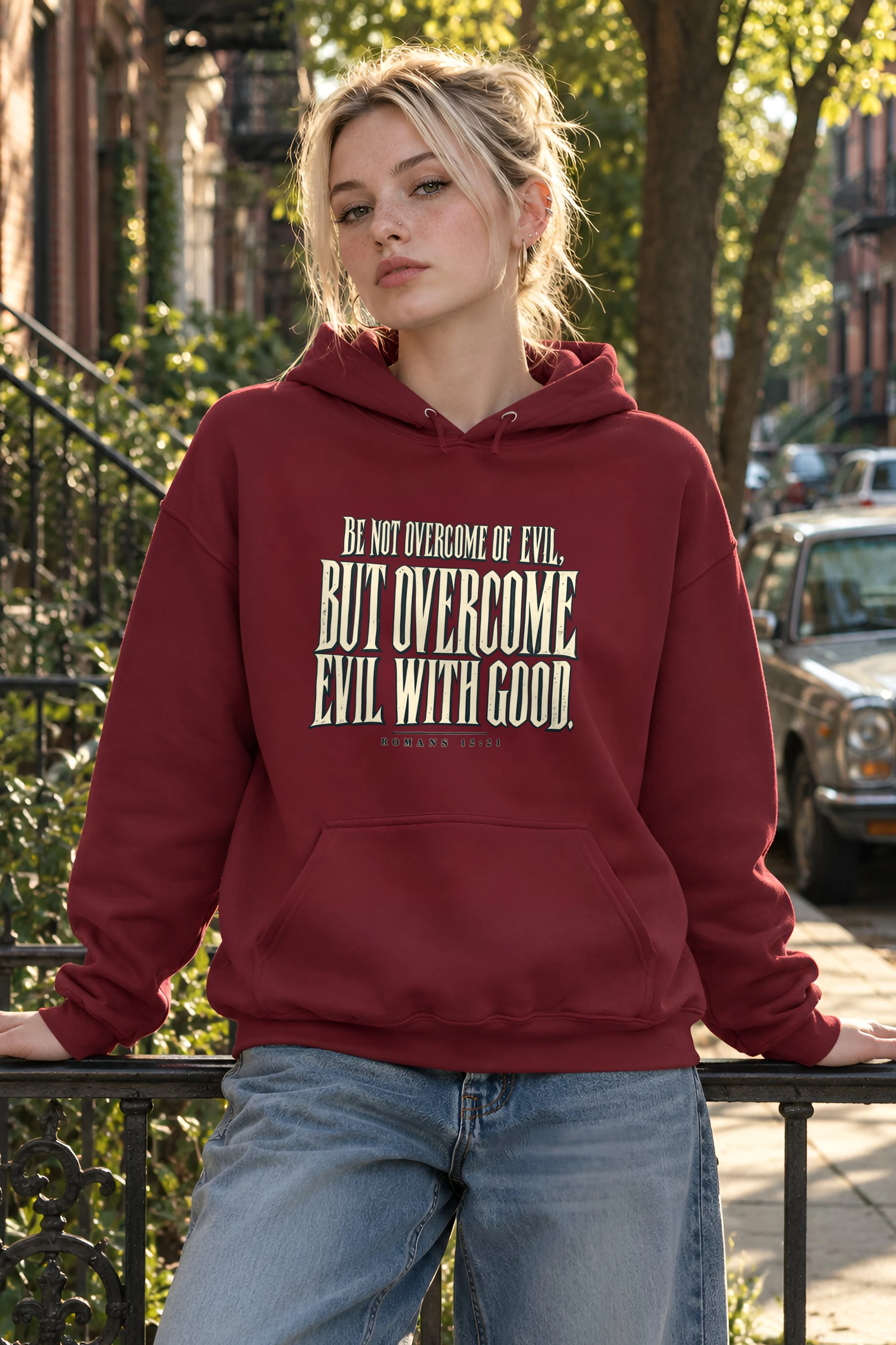 "Be Not Overcome Of Evil" Heavy Blend Unisex Pullover Hoodie