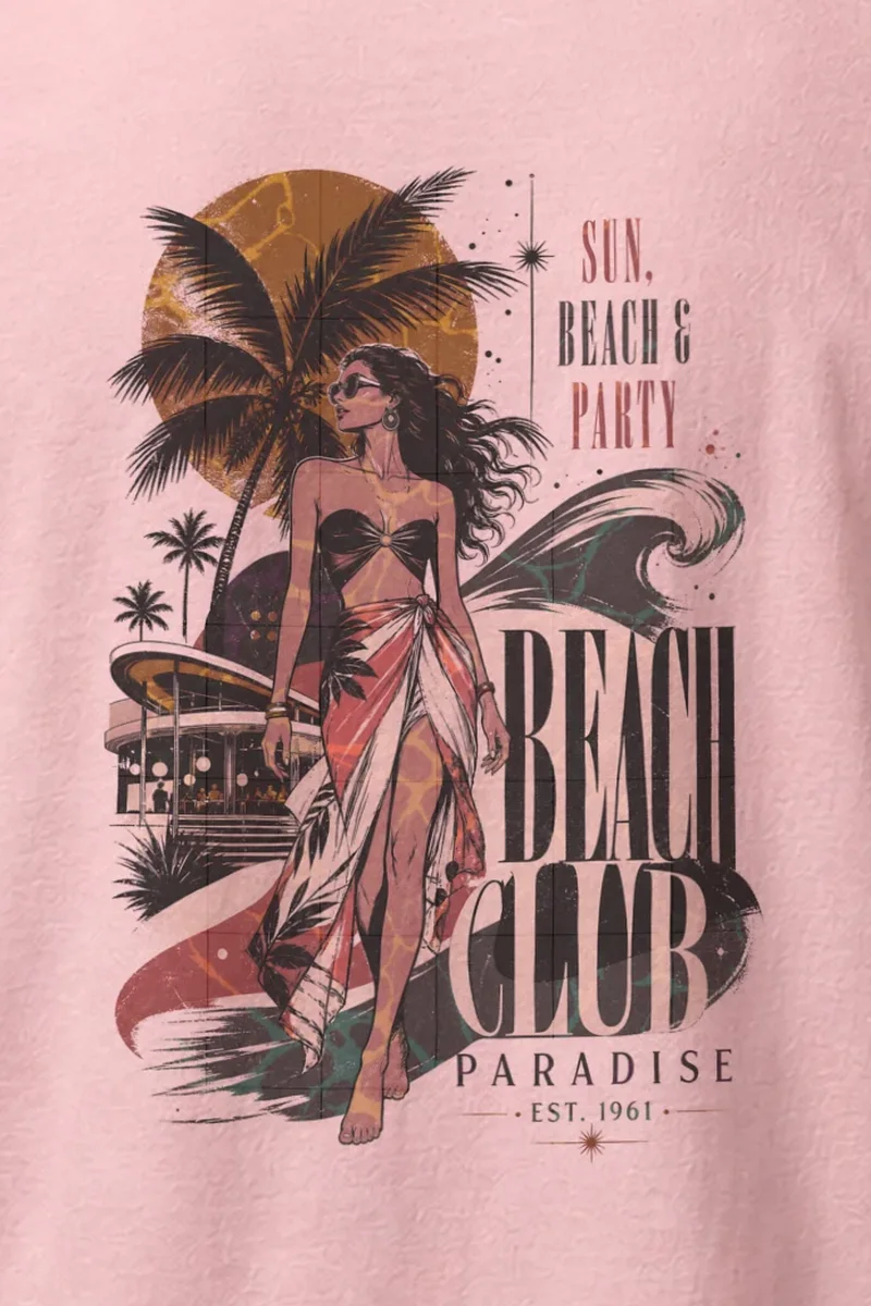 "Beach Club Paradise" Heavyweight Unisex Crewneck T-shirt