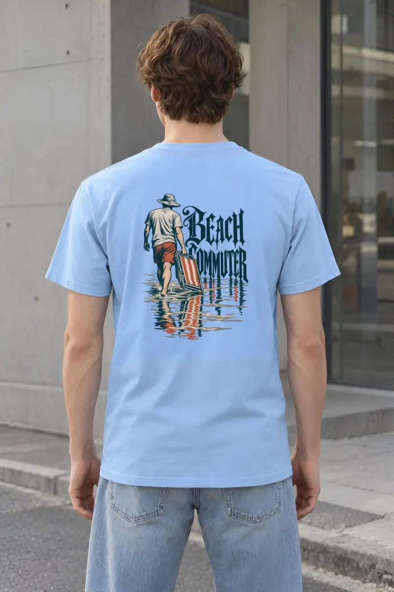 "Beach Commuter" Heavyweight Unisex Crewneck T-shirt