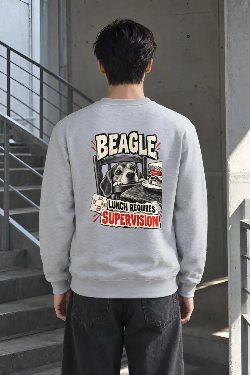 “Beagle Lunch Requires Supervision” Heavy Blend Unisex Crewneck Sweatshirt