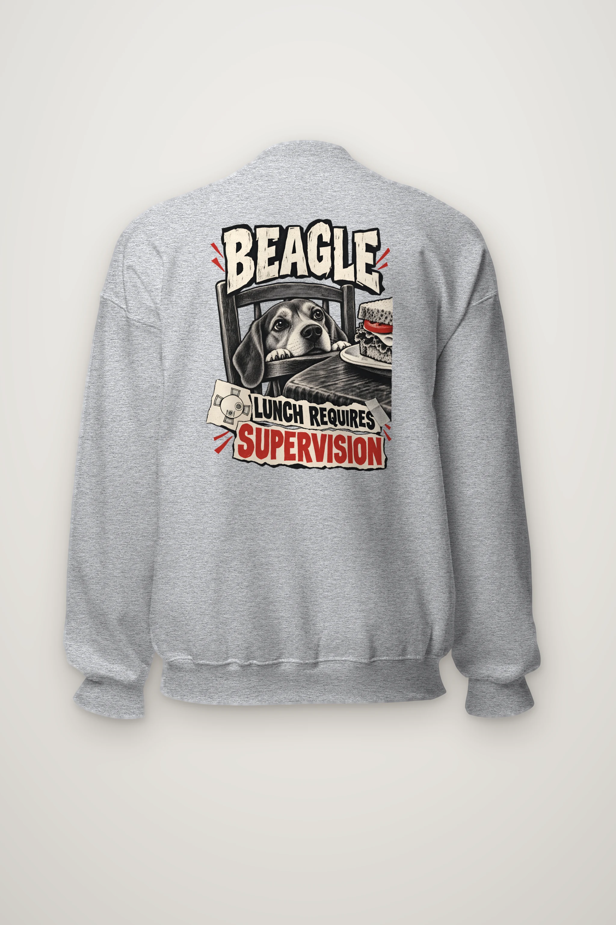 "Beagle Lunch Requires Supervision" Heavy Blend Unisex Crewneck Sweatshirt