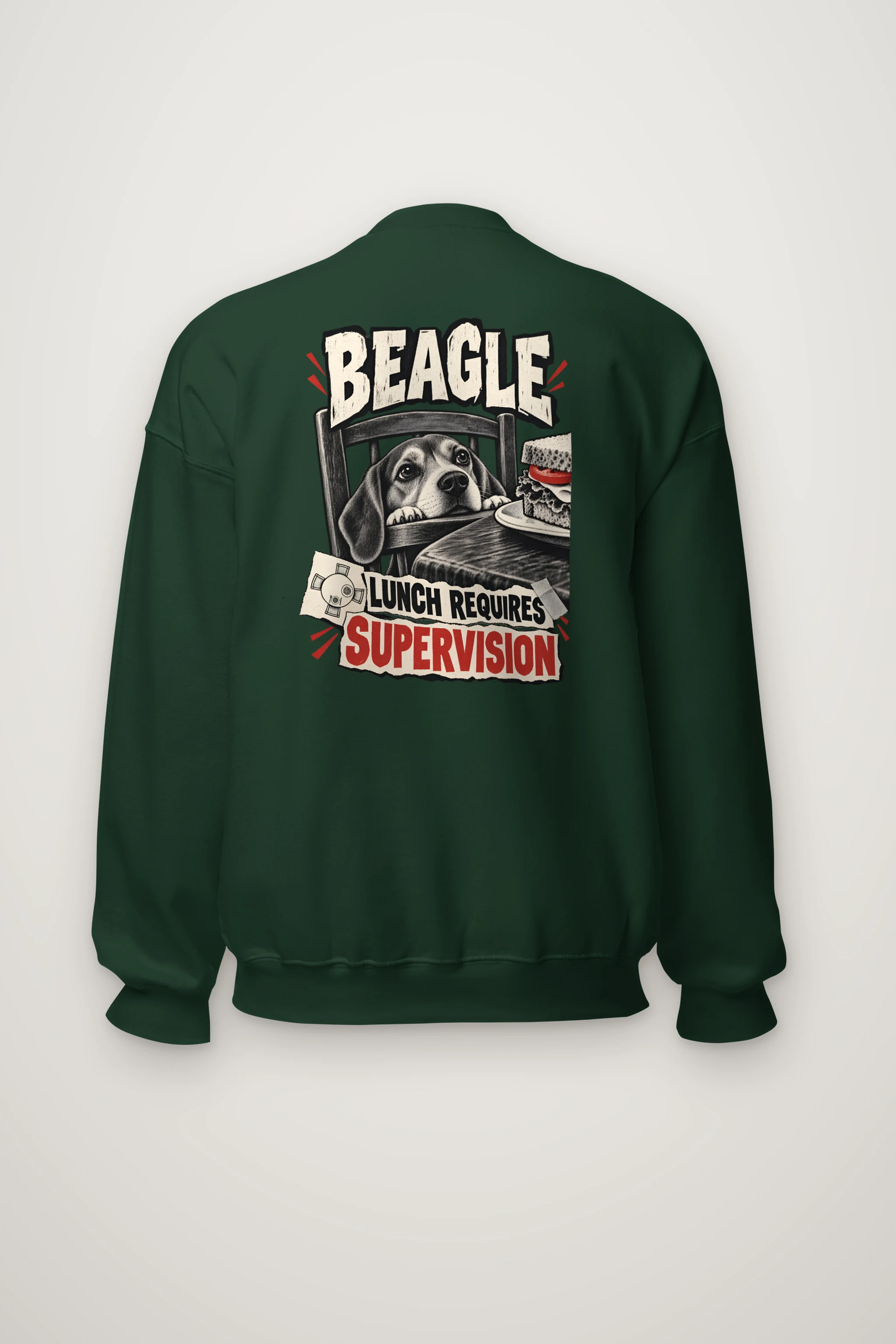 "Beagle Lunch Requires Supervision" Heavy Blend Unisex Crewneck Sweatshirt