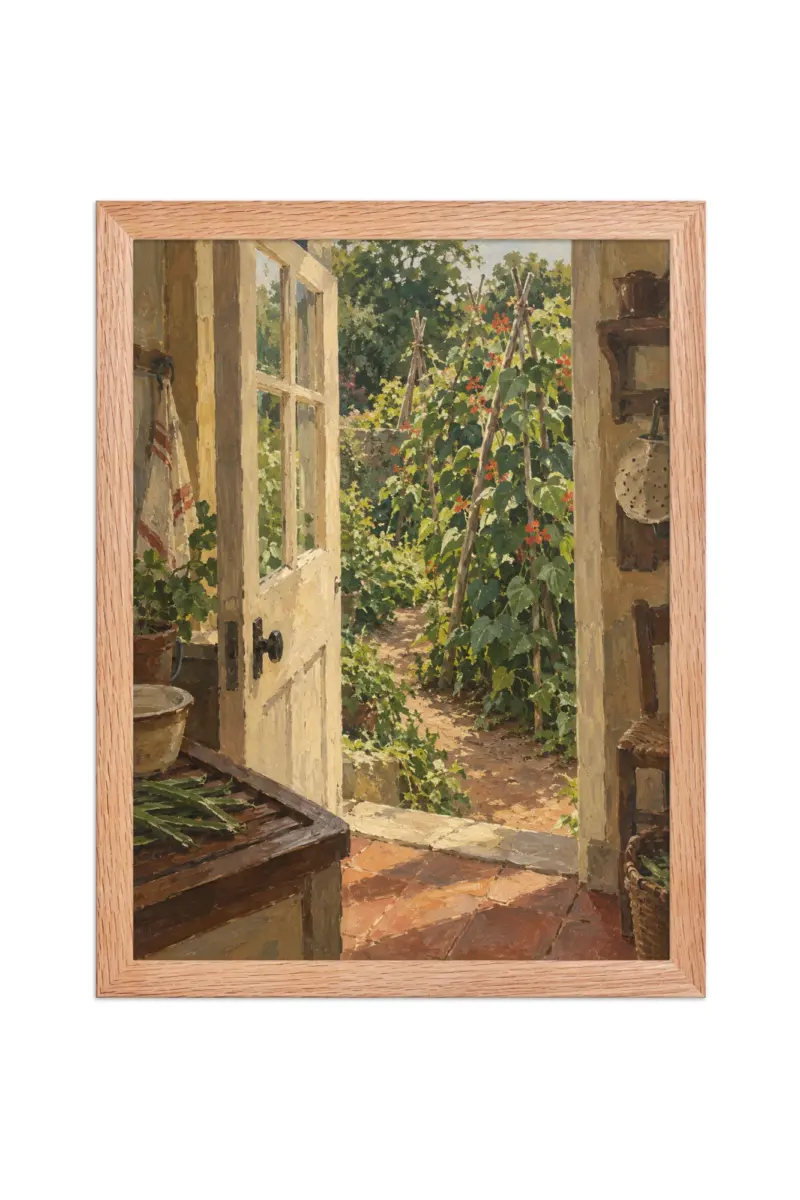 "Bean Garden Kitchen Door" Premium Wooden Framed Poster