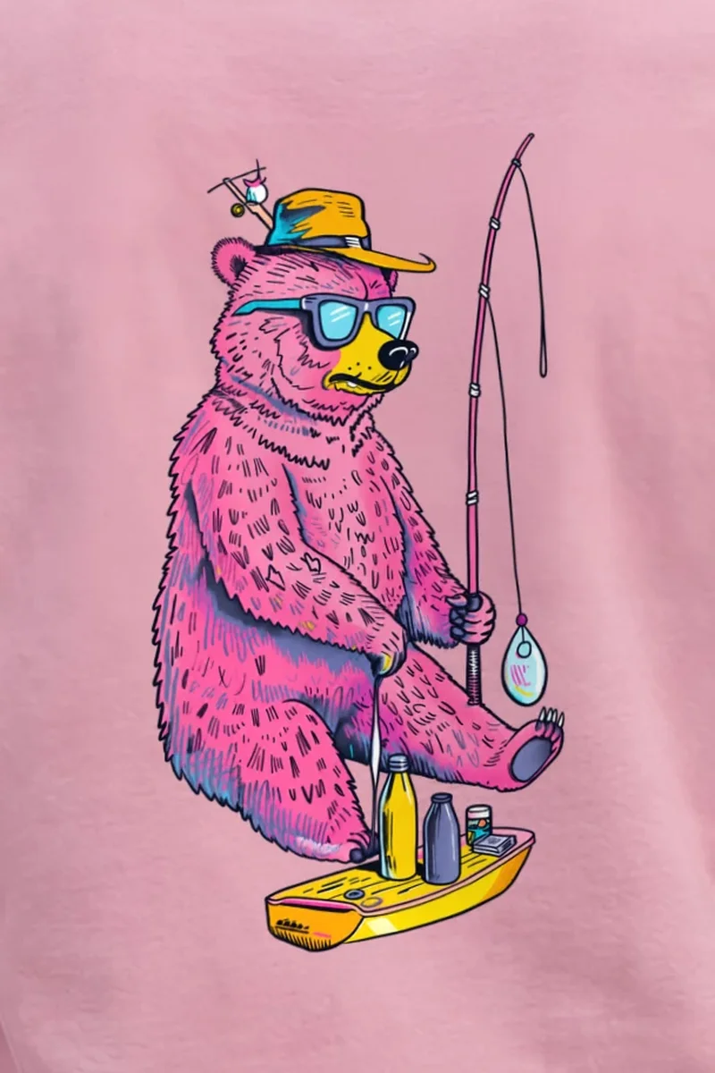 "Bear Angler In Shades" Unisex Longsleeve T-shirt