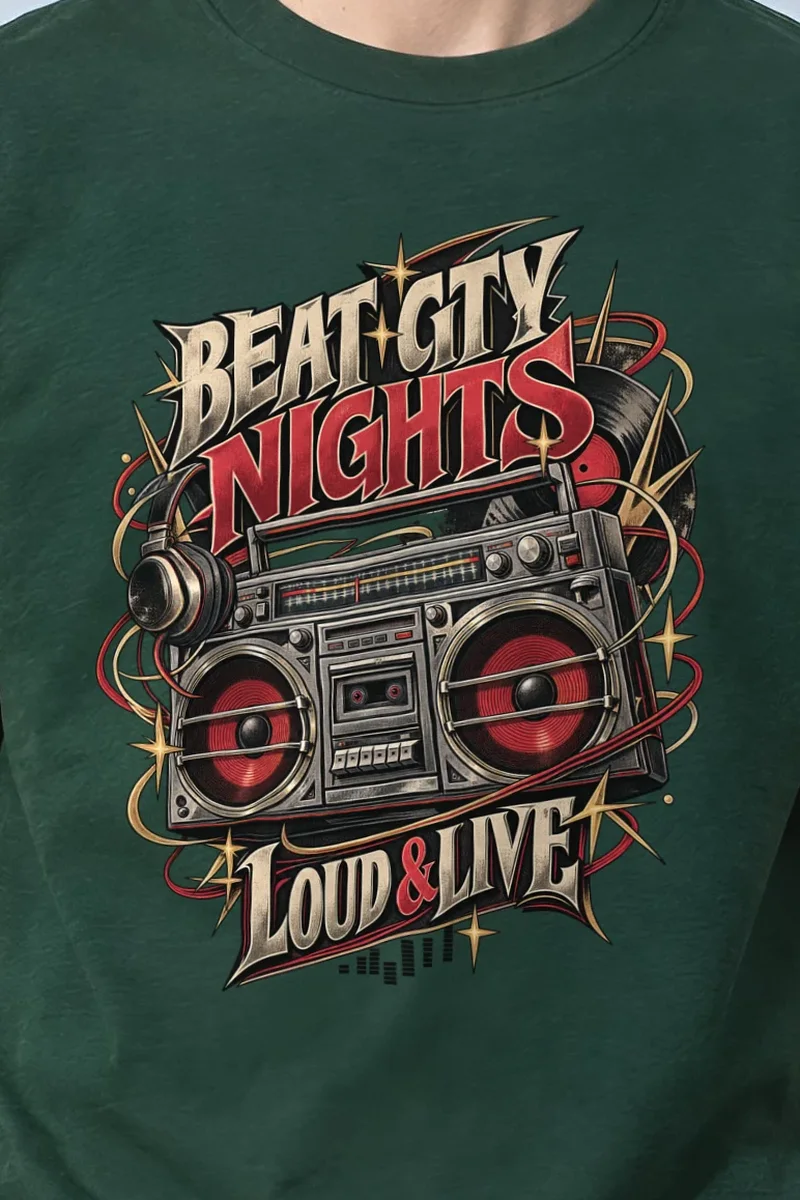 "Beat City Nights" Heavyweight Unisex Crewneck T-shirt