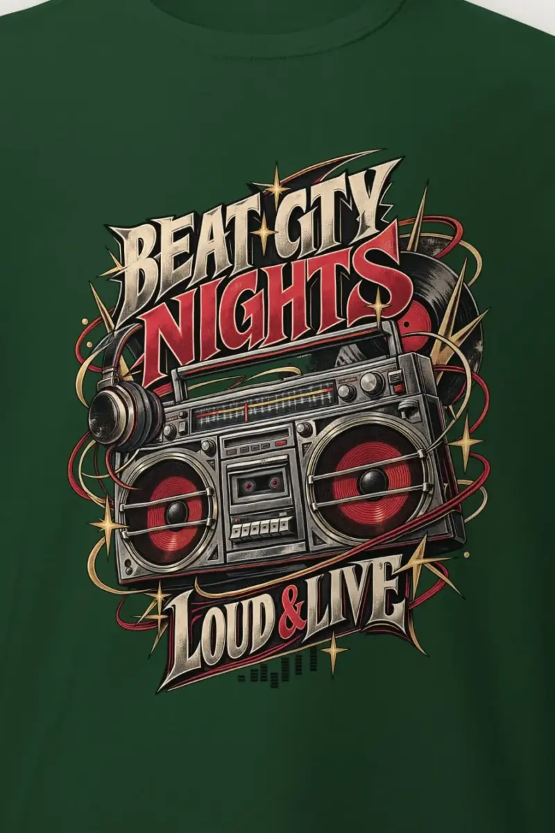 "Beat City Nights" Heavyweight Unisex Crewneck T-shirt