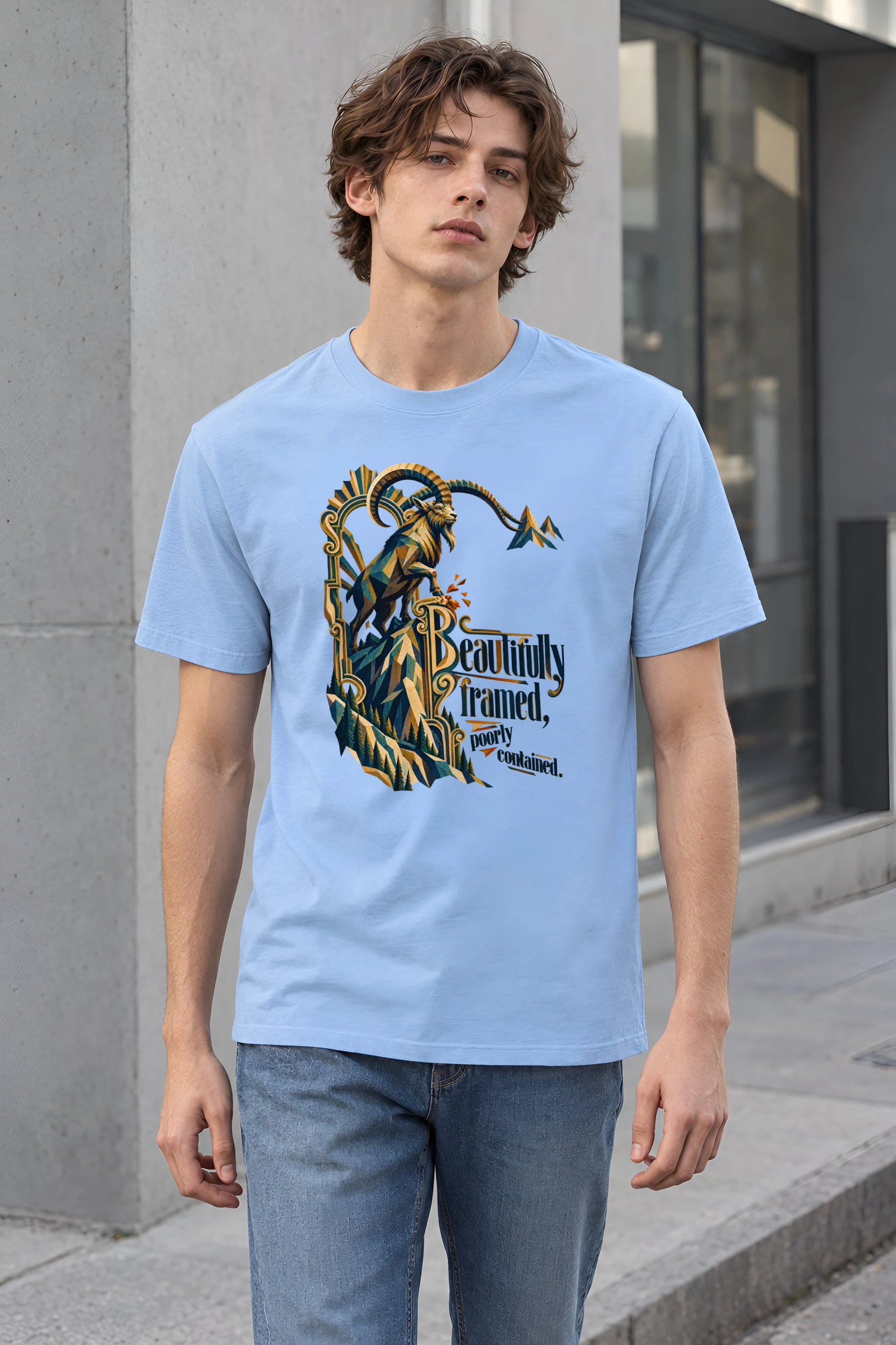 "Beautifully Framed, Poorly Contained" Heavyweight Unisex Crewneck T-shirt
