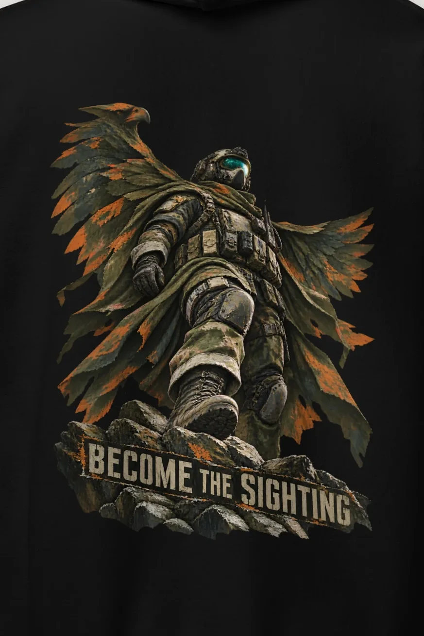 "Become the Sighting" Heavy Blend Unisex Pullover Hoodie - the graphic up close