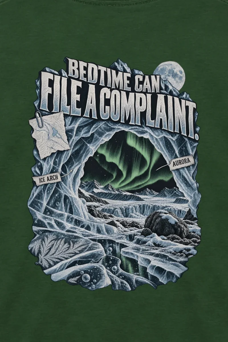 "Bedtime Can File a Complaint" Unisex Longsleeve T-shirt - the graphic up close