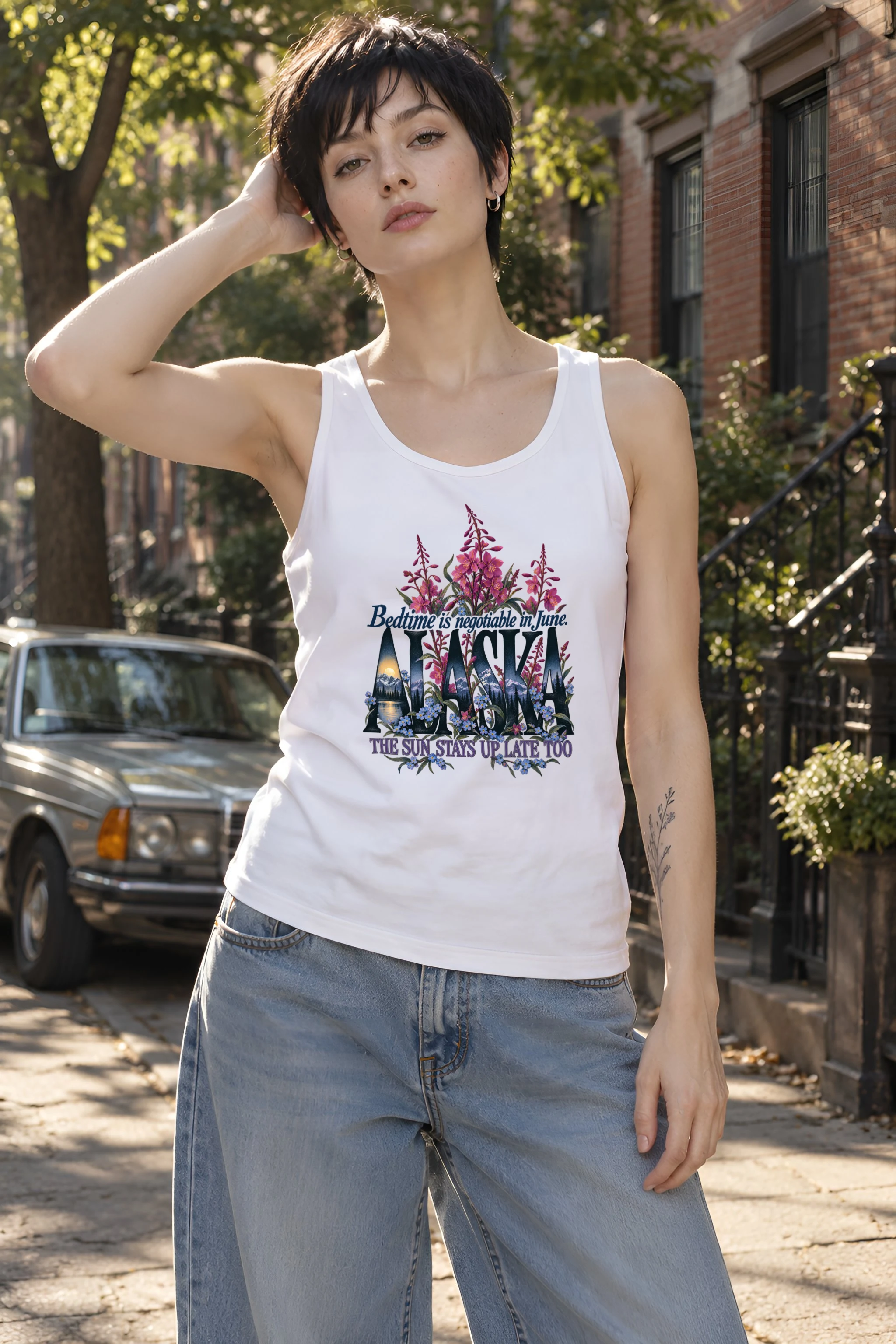 "Bedtime Is Negotiable in June" Unisex Jersey Tank