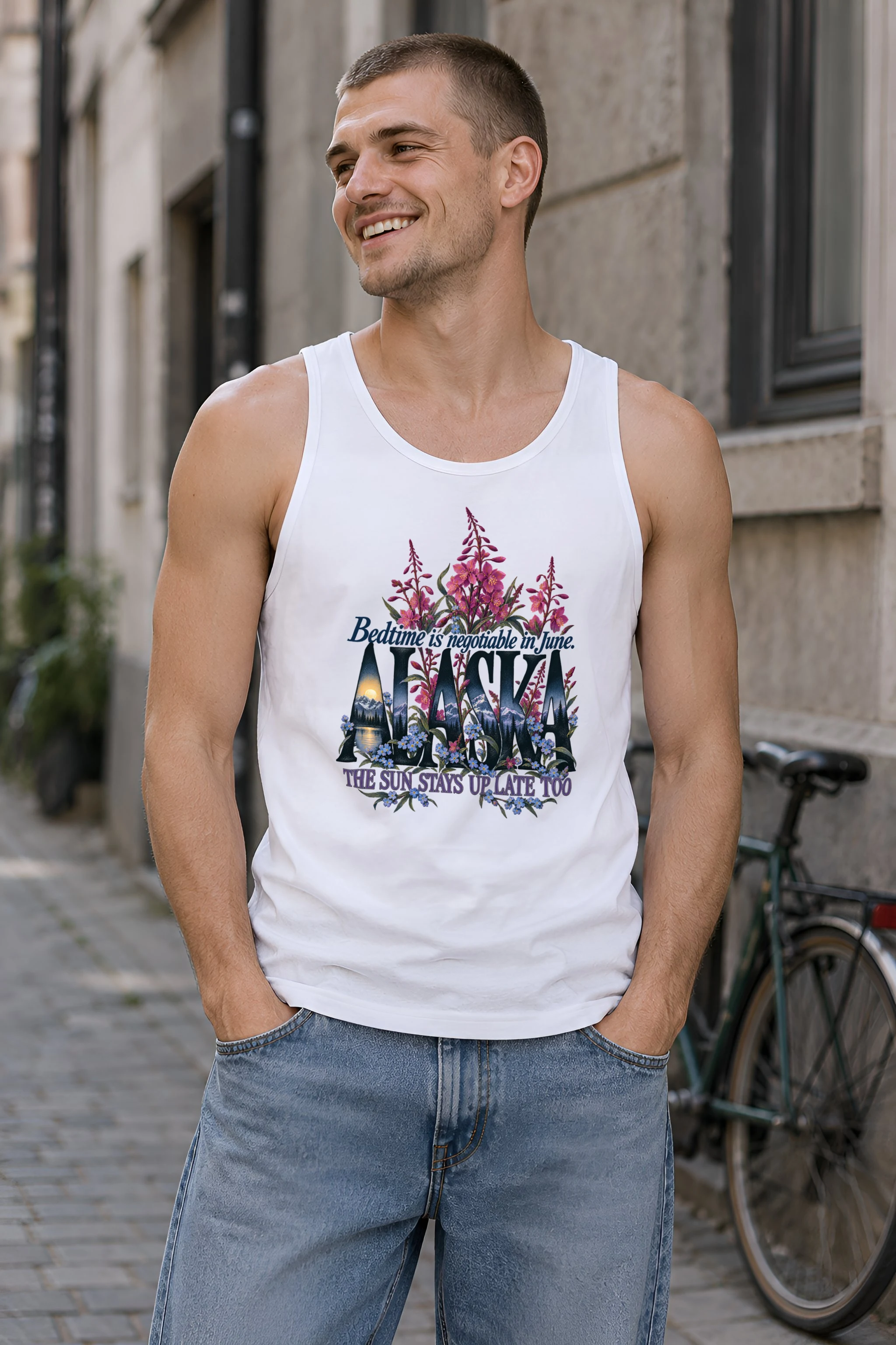 "Bedtime Is Negotiable in June" Unisex Jersey Tank