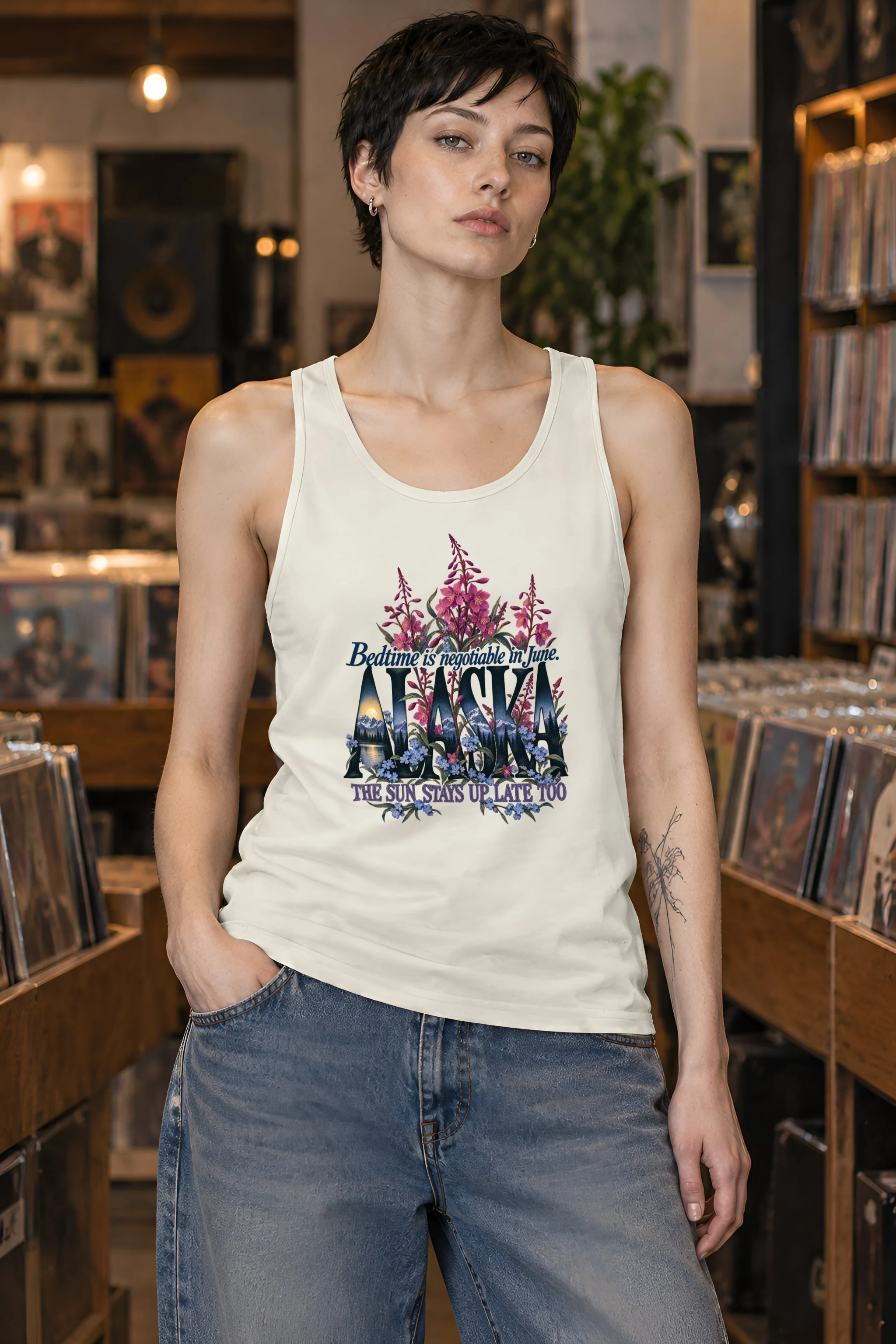 "Bedtime Is Negotiable in June" Unisex Jersey Tank