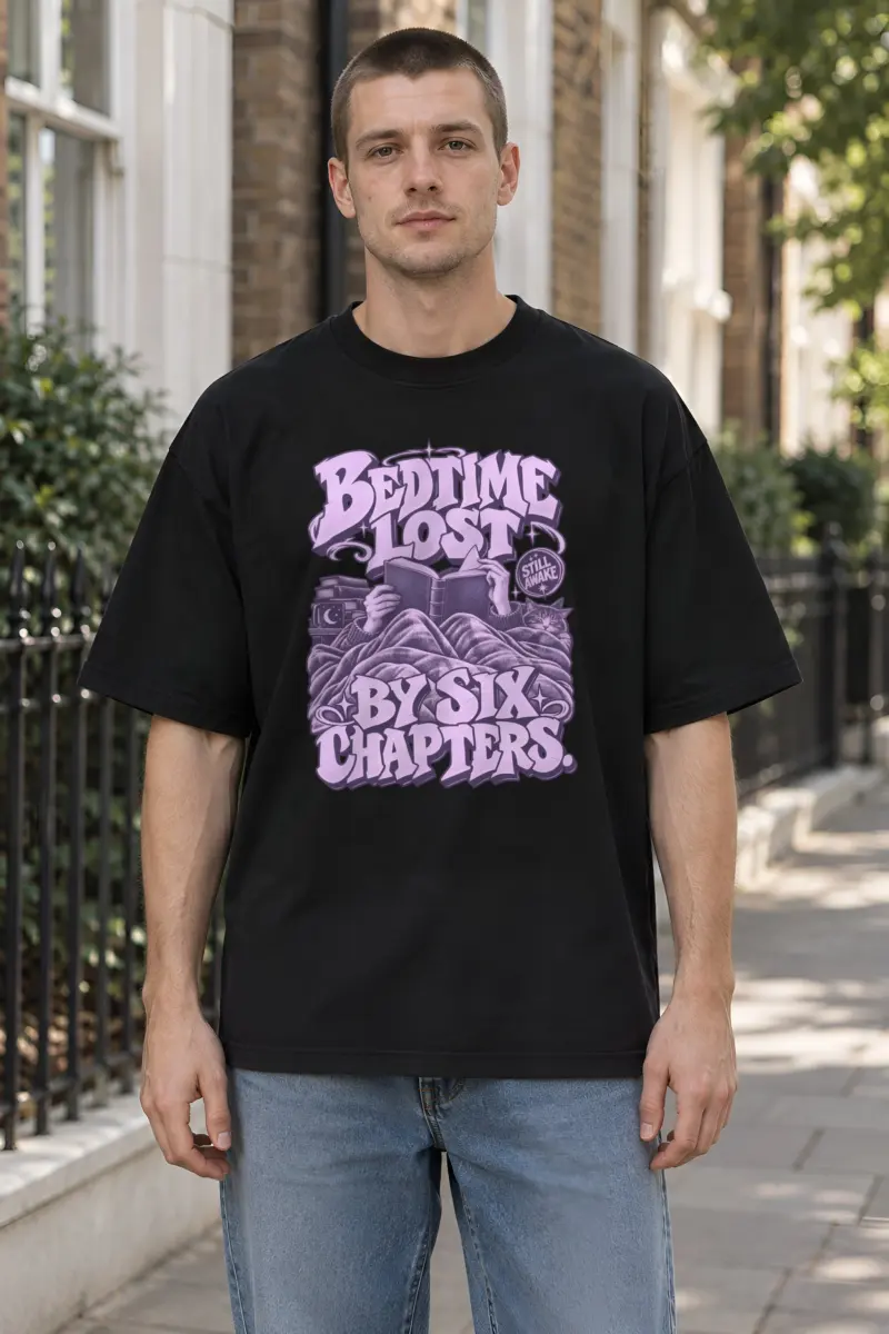 "Bedtime Lost" Unisex Oversized Heavyweight Crewneck T-Shirt