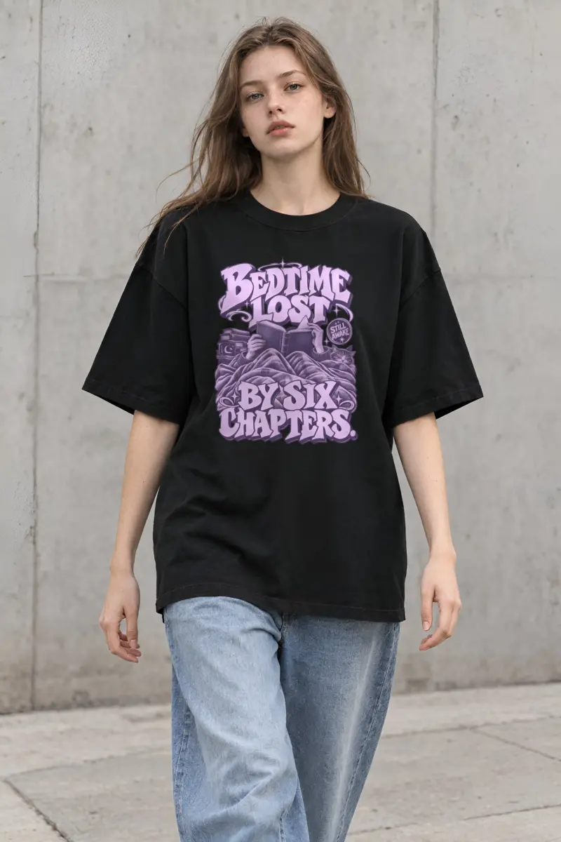 "Bedtime Lost" Unisex Oversized Heavyweight Crewneck T-Shirt