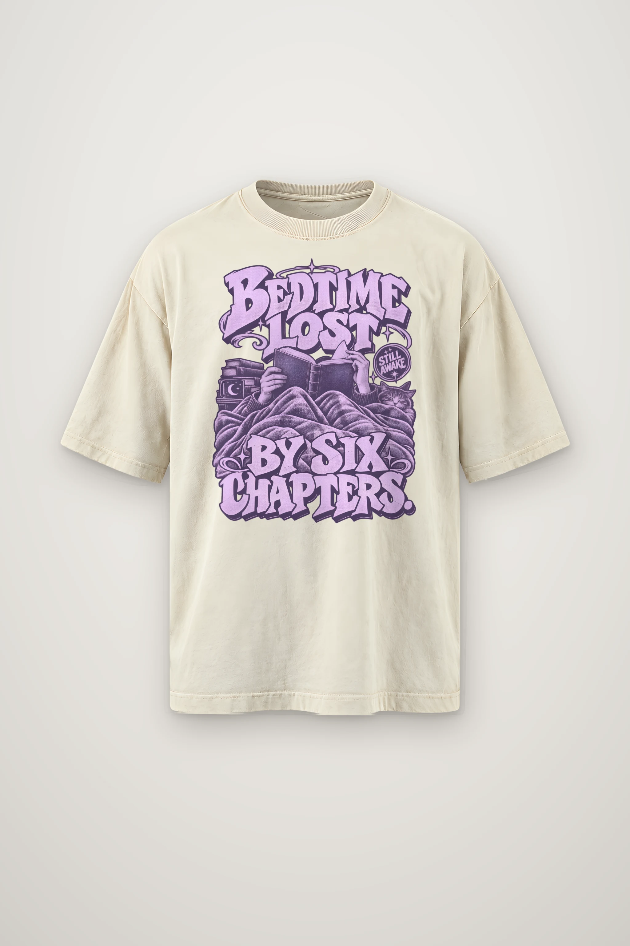"Bedtime Lost" Men's Oversized Heavyweight Crewneck T-Shirt