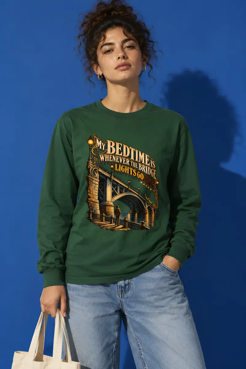 "Bedtime When Bridge Lights Go Off" Unisex Longsleeve T-shirt