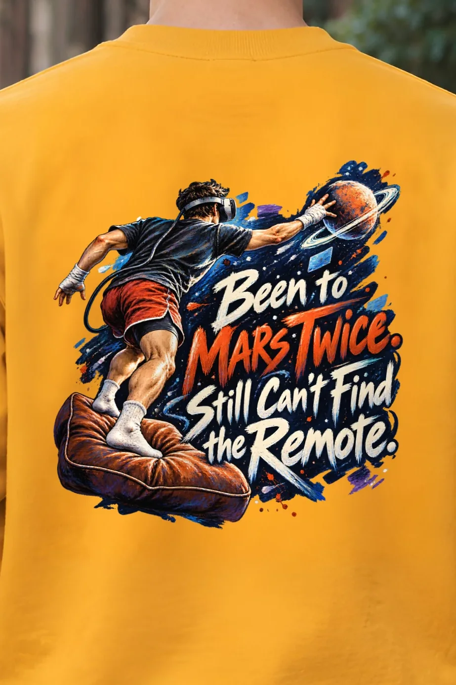 "Been to Mars Twice" Heavy Blend Unisex Crewneck Sweatshirt - the graphic up close