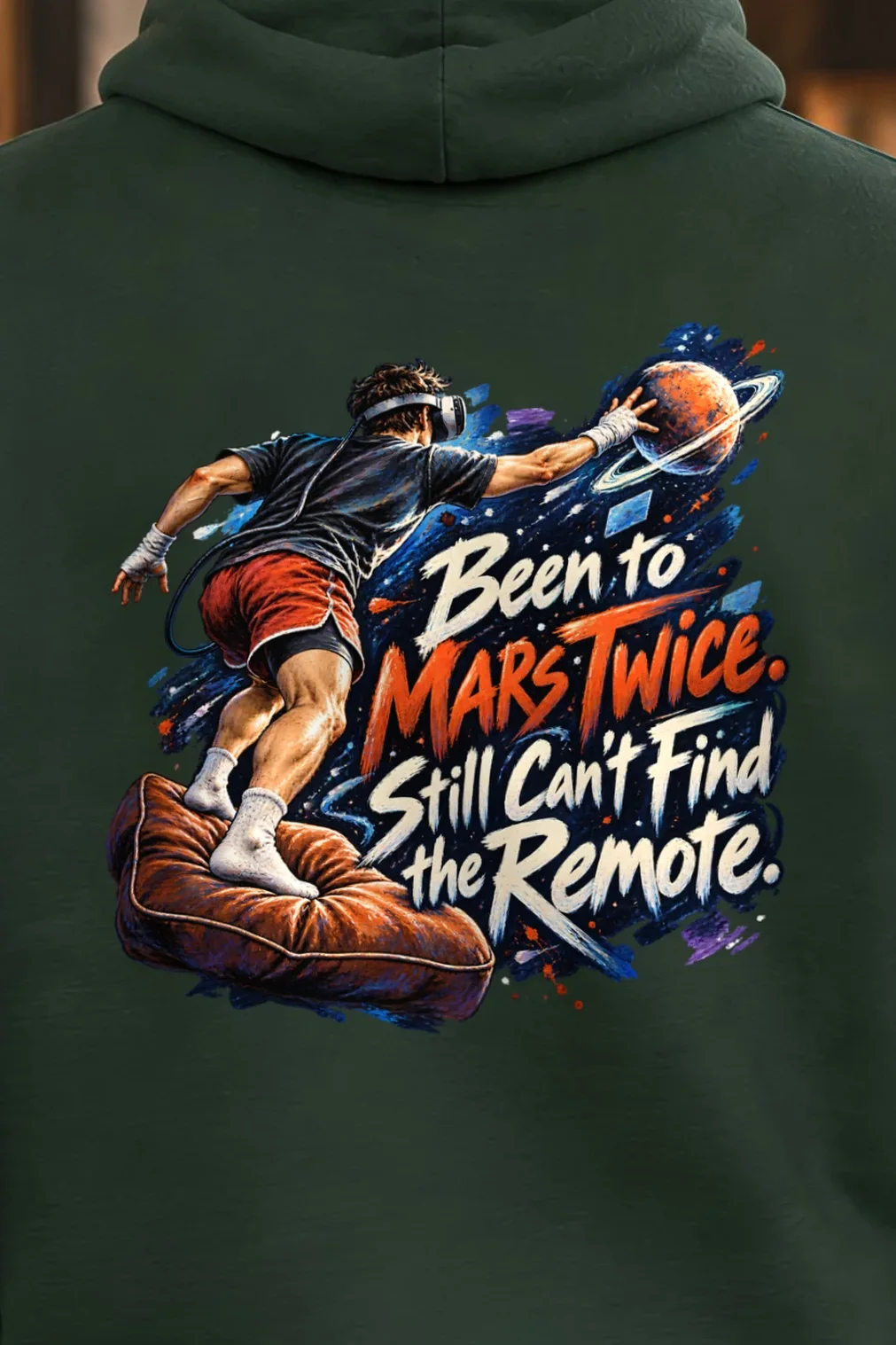 "Been to Mars Twice" Heavy Blend Unisex Pullover Hoodie - the graphic up close
