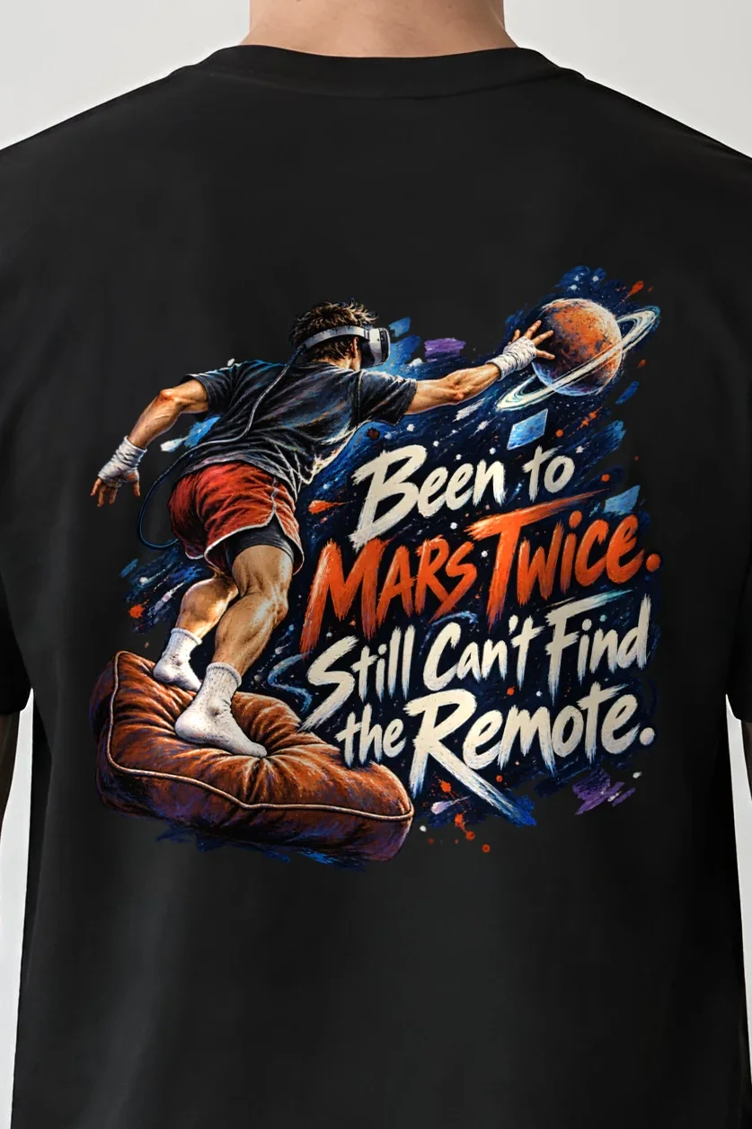 "Been to Mars Twice" Heavyweight Unisex Crewneck T-shirt - the graphic up close