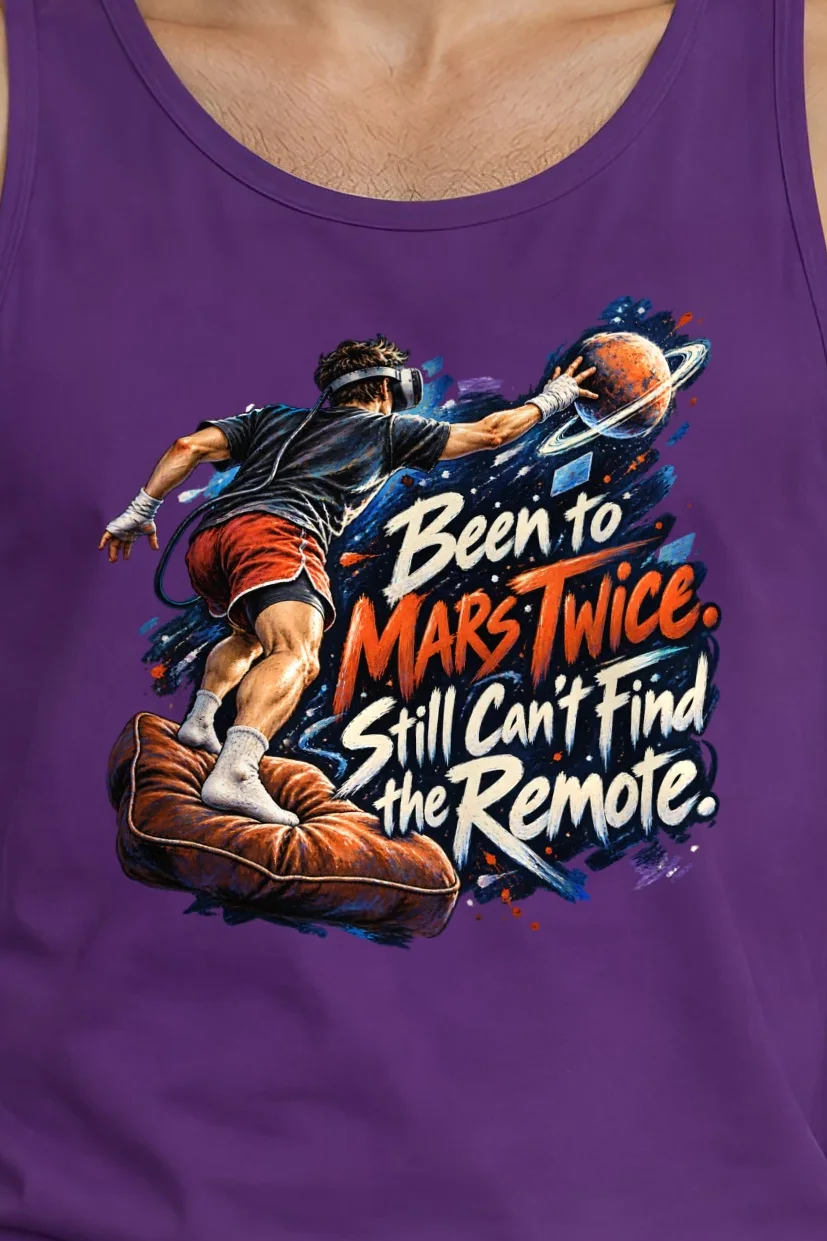 "Been to Mars Twice" Unisex Jersey Tank - the graphic up close