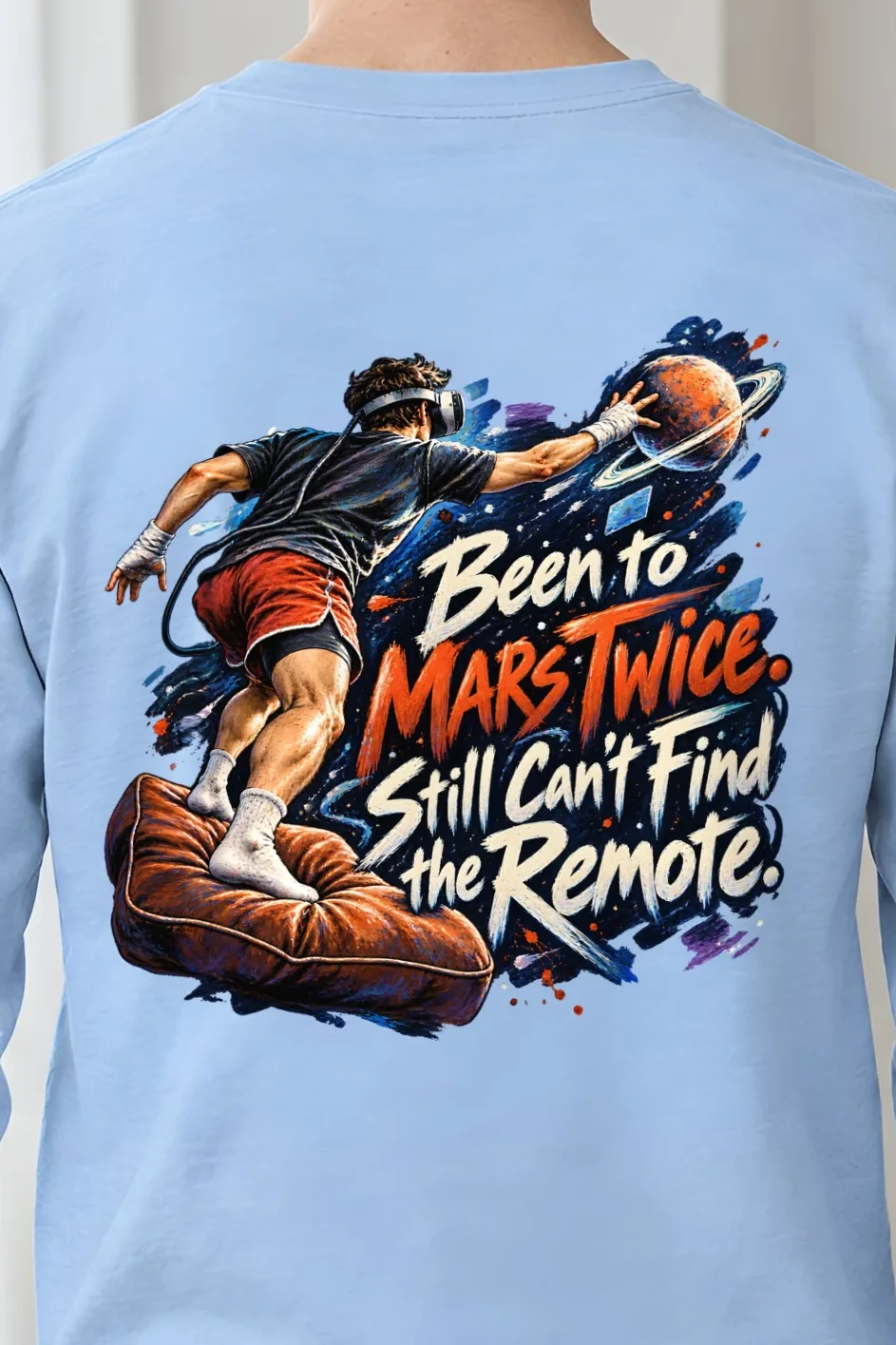 "Been to Mars Twice" Unisex Longsleeve T-shirt - the graphic up close