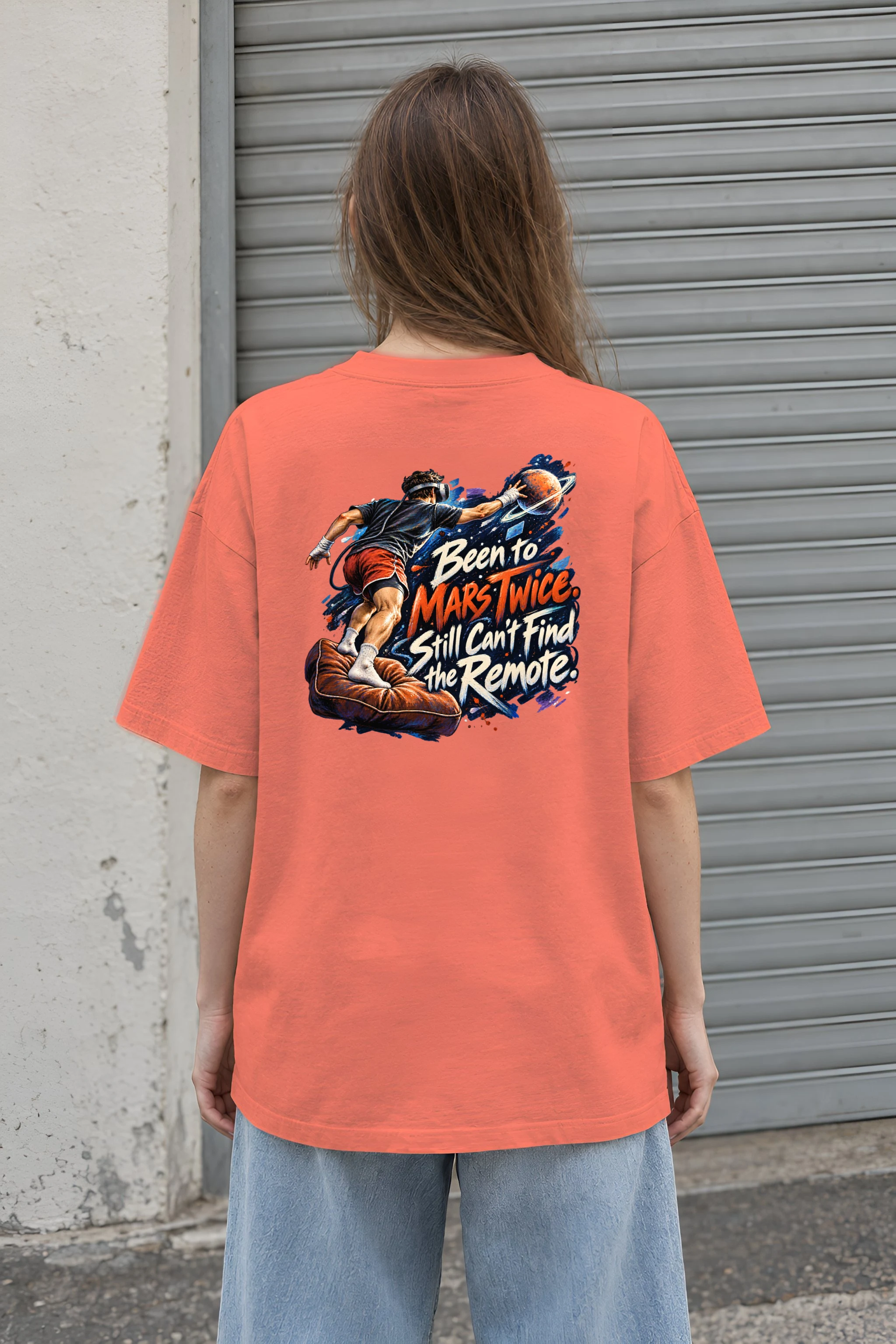 "Been to Mars Twice" Unisex Oversized Heavyweight Crewneck T-Shirt