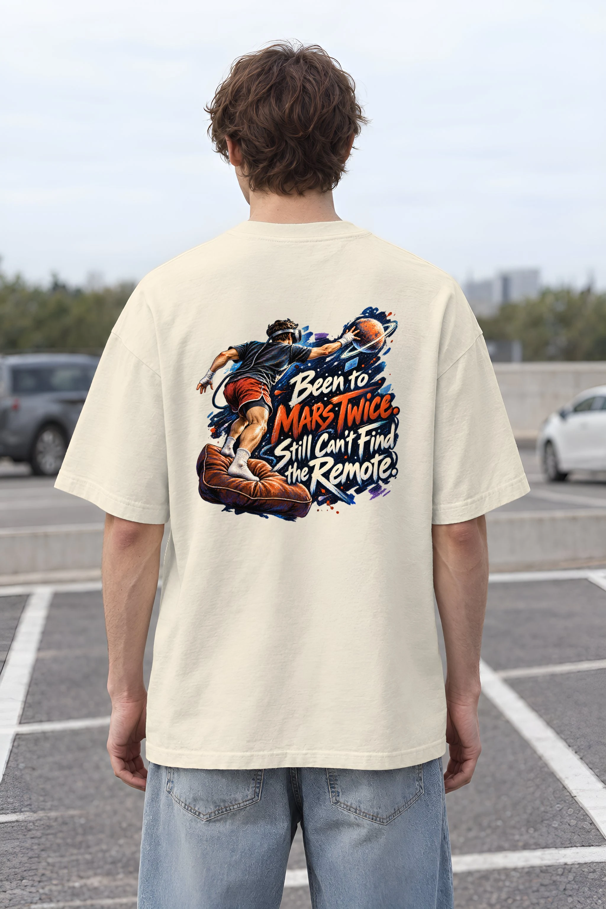 "Been to Mars Twice" Unisex Oversized Heavyweight Crewneck T-Shirt