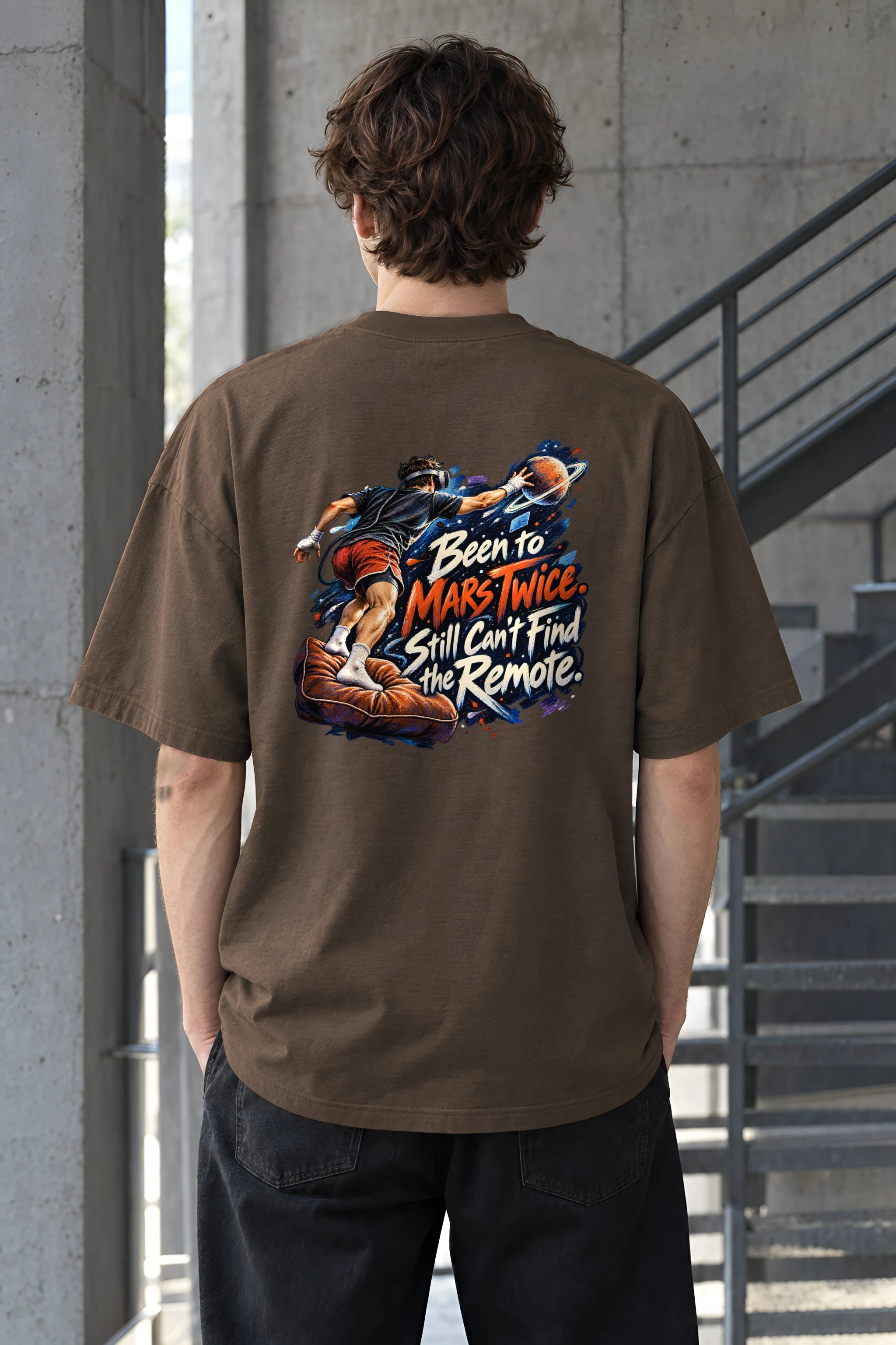 "Been to Mars Twice" Unisex Oversized Heavyweight Crewneck T-Shirt