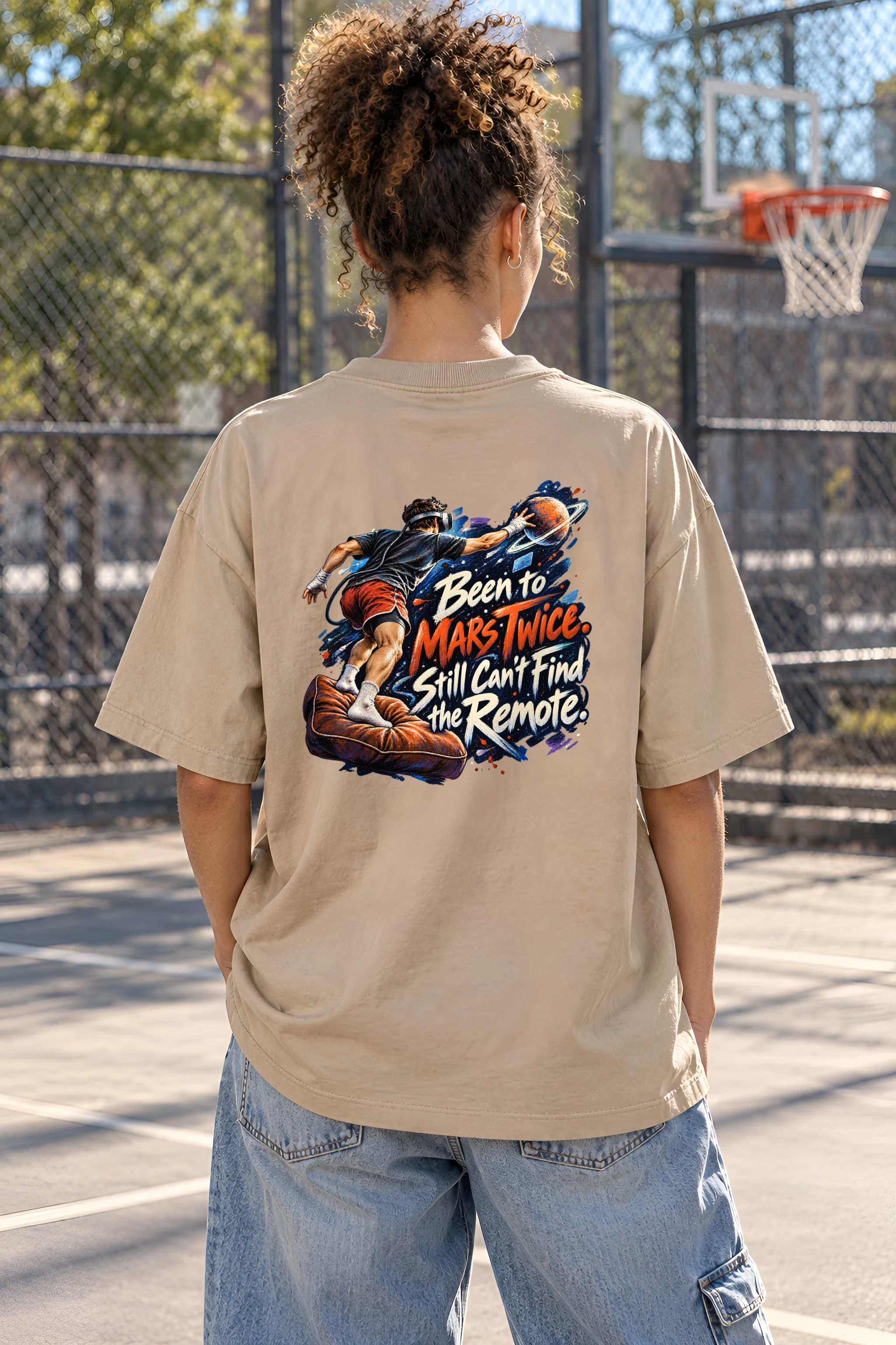 "Been to Mars Twice" Unisex Oversized Heavyweight Crewneck T-Shirt