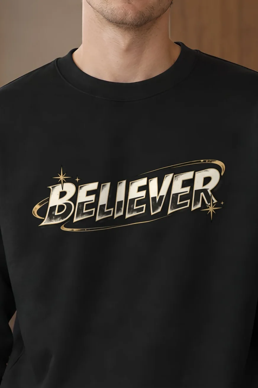 "Believer Starburst" 1 Crewneck Sweatshirt - the graphic up close