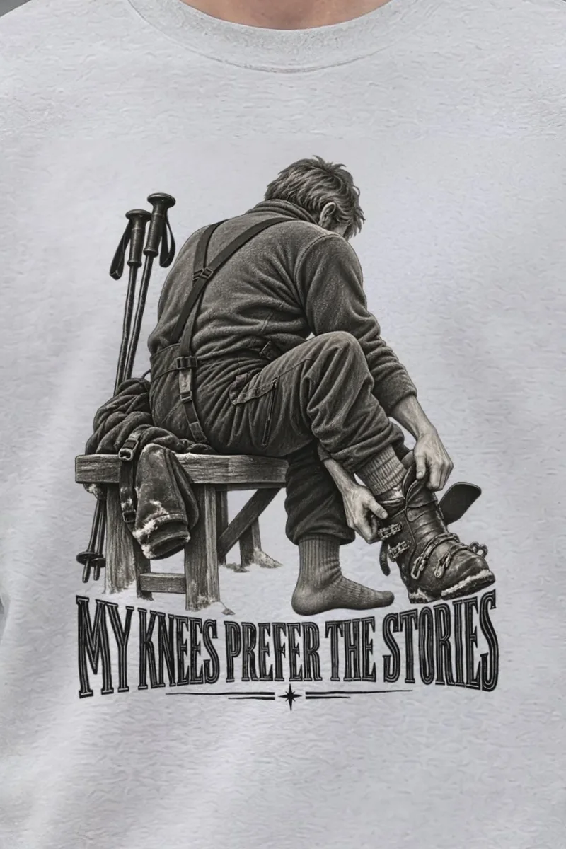 "Benchside Ski Boot" Heavy Blend Unisex Crewneck Sweatshirt - the graphic up close