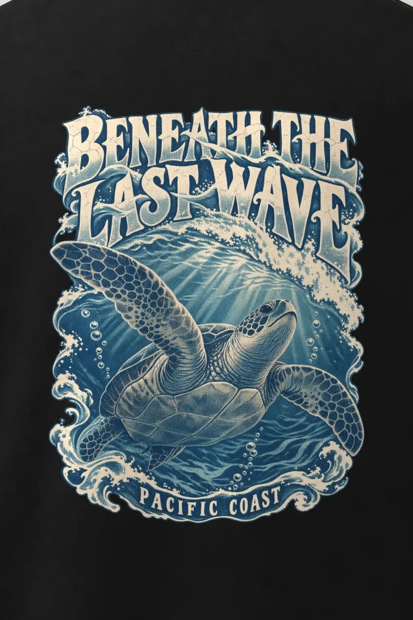"Beneath the Last Wave" Men’s Oversized Heavyweight Crewneck T-Shirt - the graphic up close