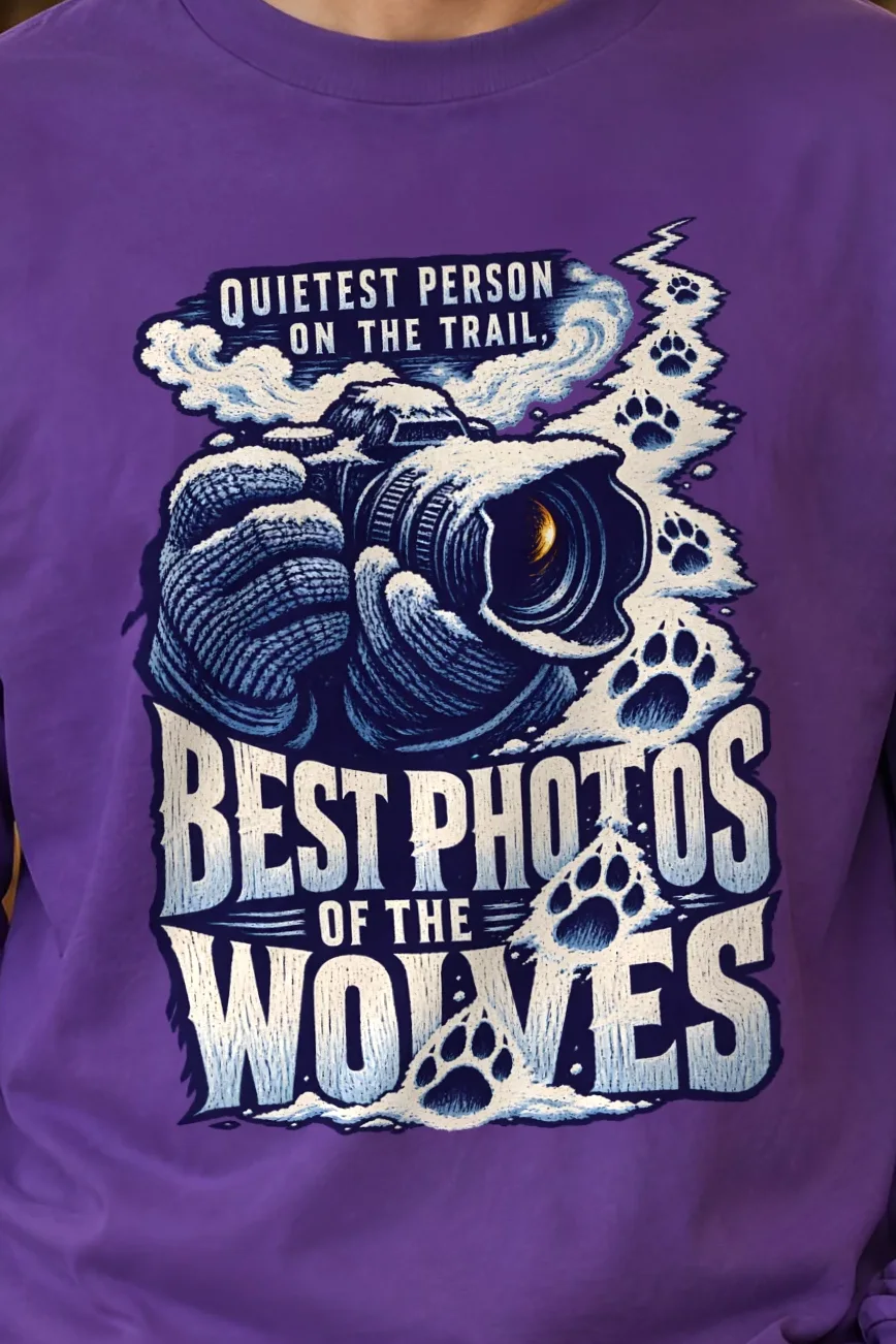 "Best Photos of the Wolves" Unisex Longsleeve T-shirt - the graphic up close