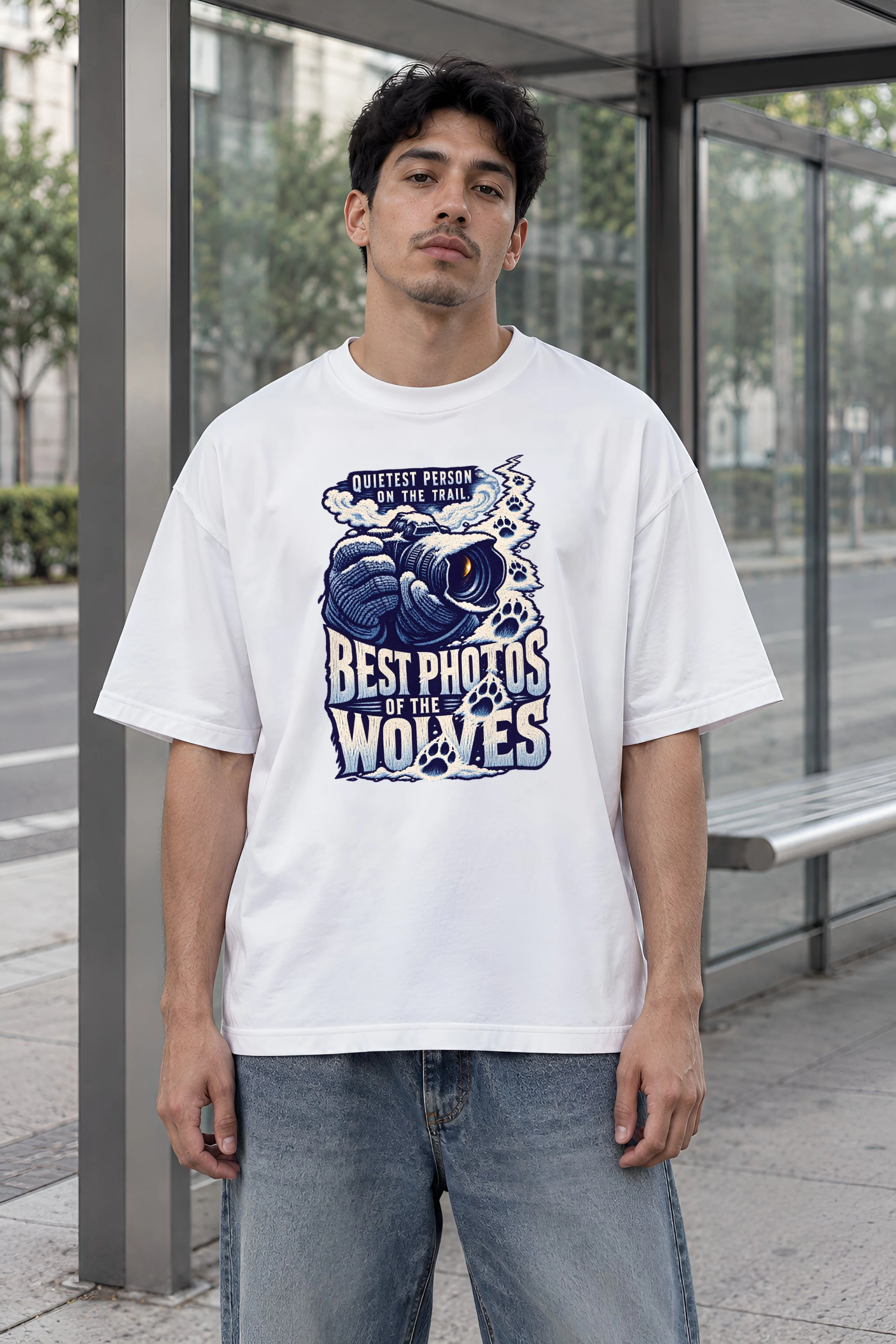 "Best Photos of the Wolves" Unisex Oversized Heavyweight Crewneck T-Shirt