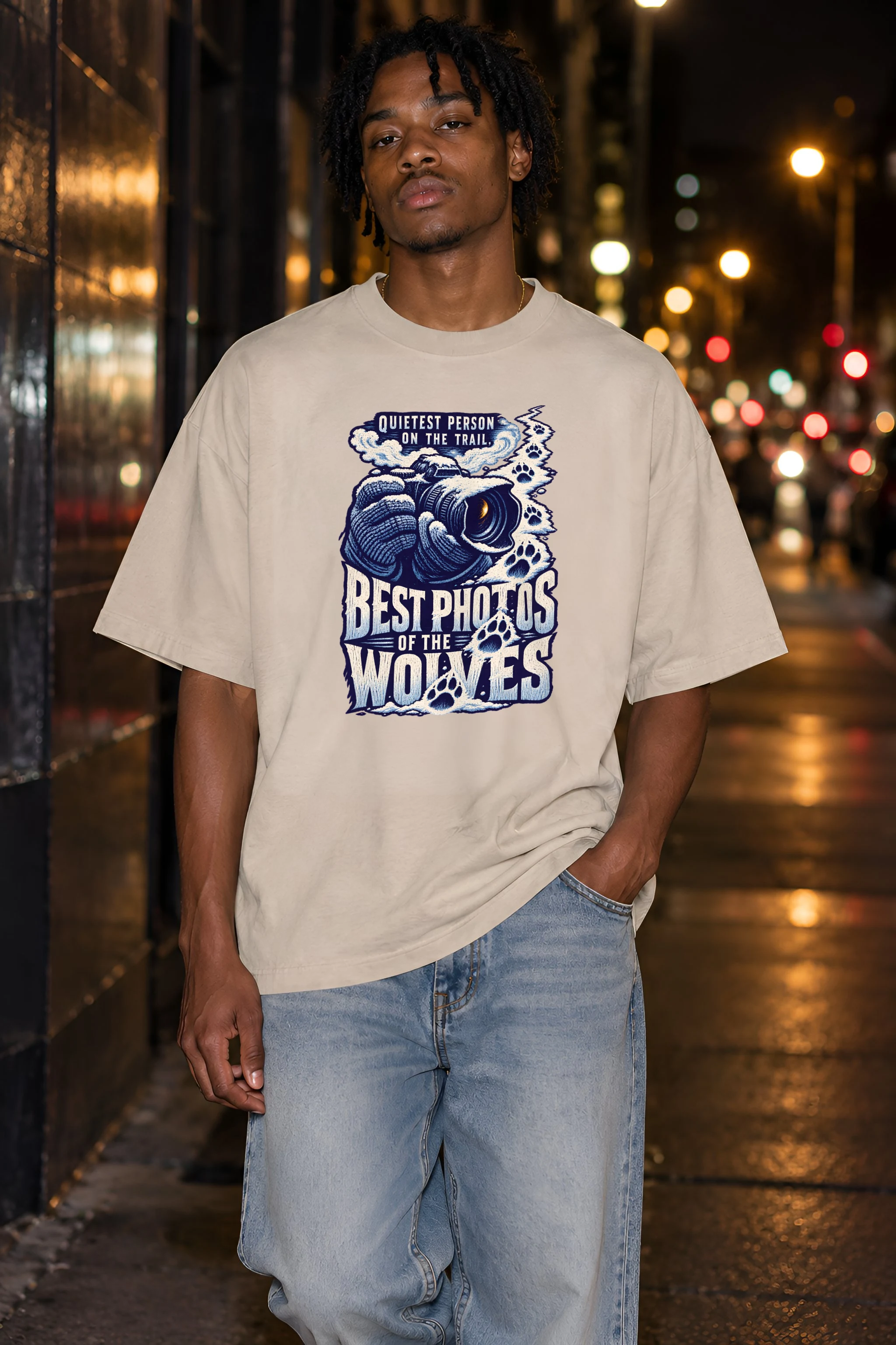 "Best Photos of the Wolves" Unisex Oversized Heavyweight Crewneck T-Shirt