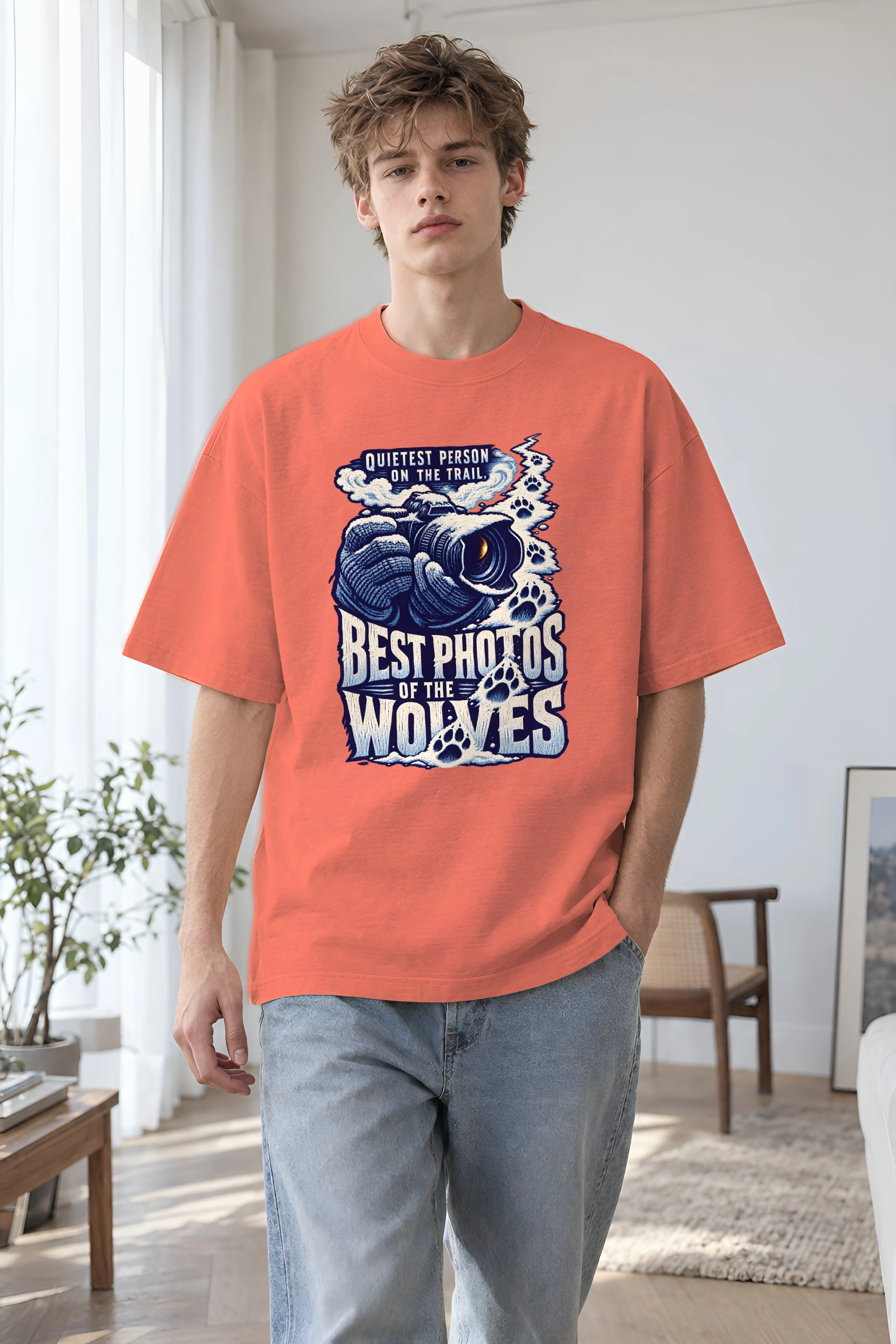 "Best Photos of the Wolves" Unisex Oversized Heavyweight Crewneck T-Shirt