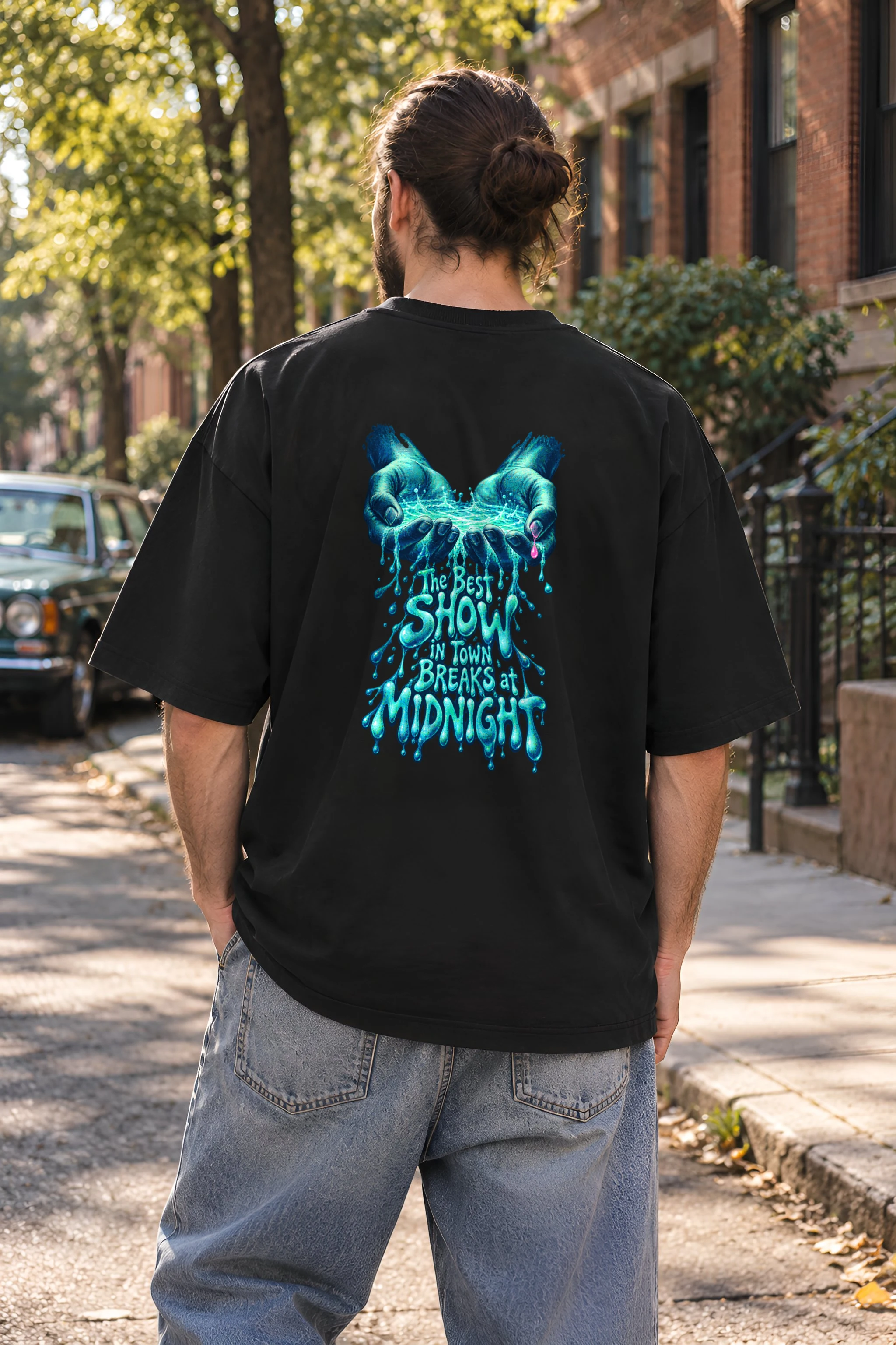 "Best Show Breaks at Midnight" Unisex Oversized Heavyweight Crewneck T-Shirt