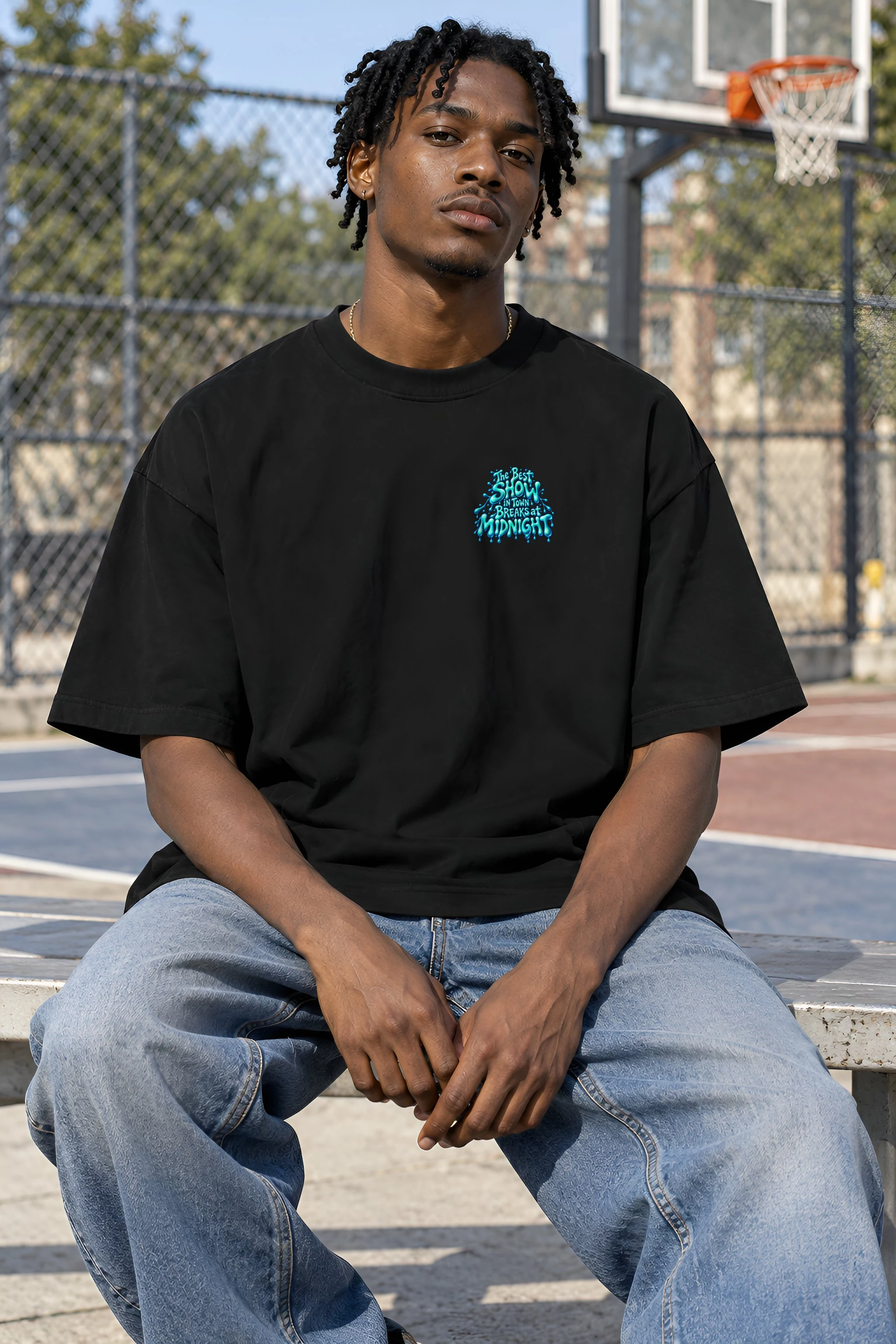 "Best Show Breaks at Midnight" Unisex Oversized Heavyweight Crewneck T-Shirt
