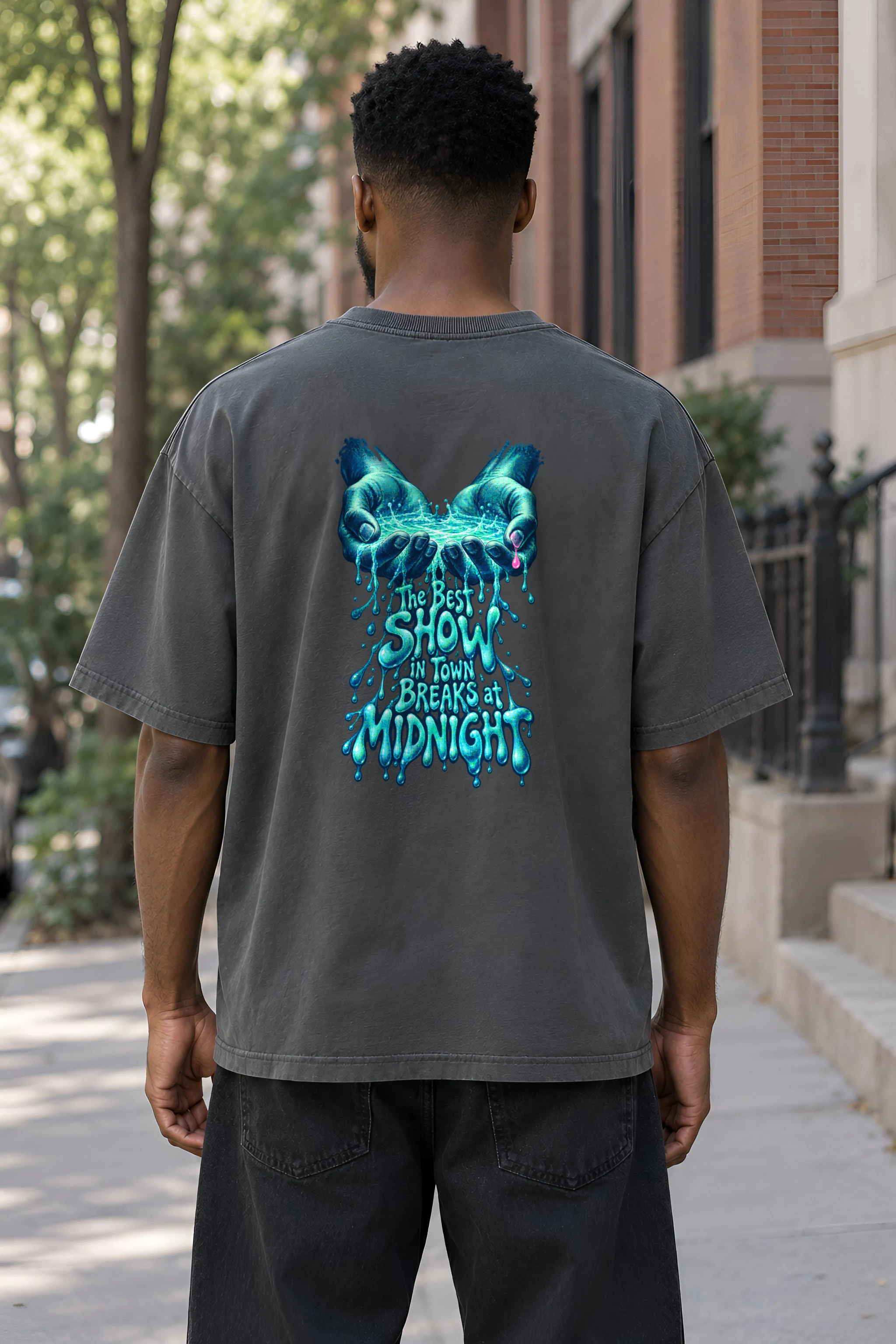 "Best Show Breaks at Midnight" Unisex Oversized Heavyweight Crewneck T-Shirt