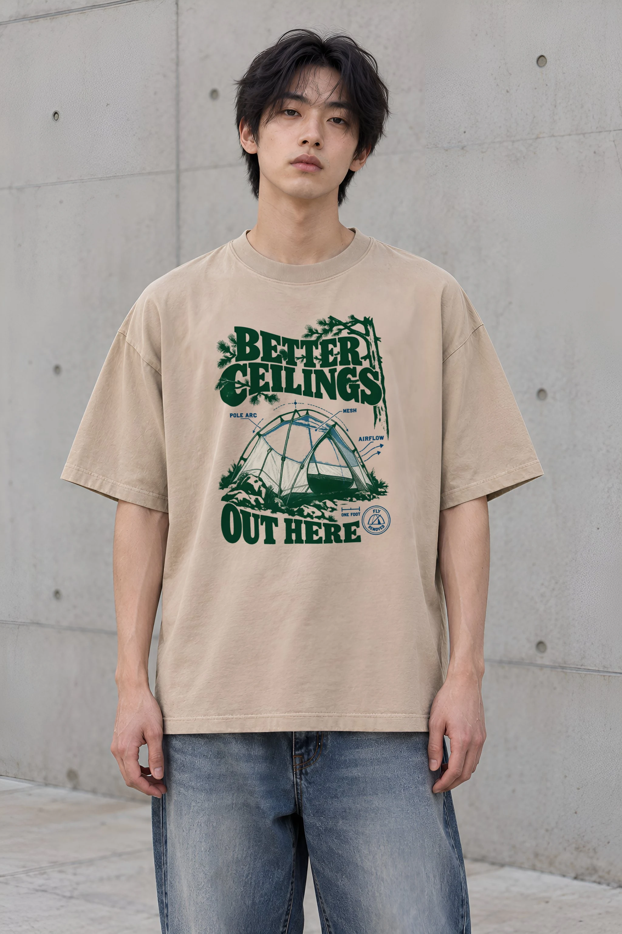 "Better Ceilings Out Here" Men's Oversized Heavyweight Crewneck T-Shirt