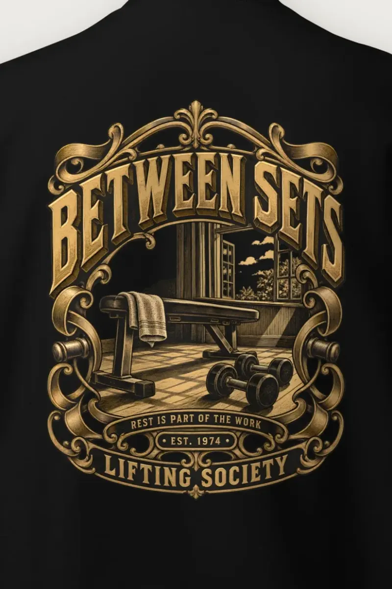 "Between Sets" Heavy Blend Unisex Crewneck Sweatshirt - the graphic up close