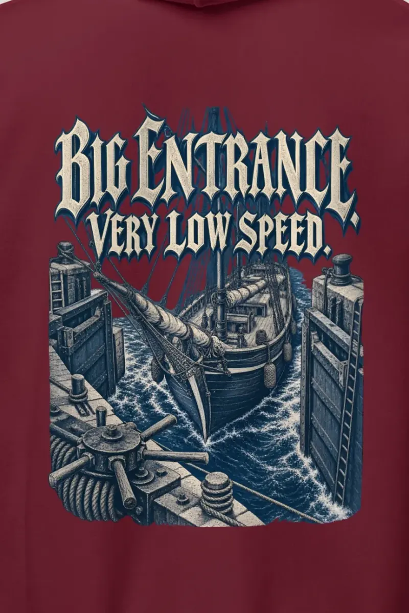 "Big Entrance Very Low Speed" Heavy Blend Unisex Pullover Hoodie - the graphic up close