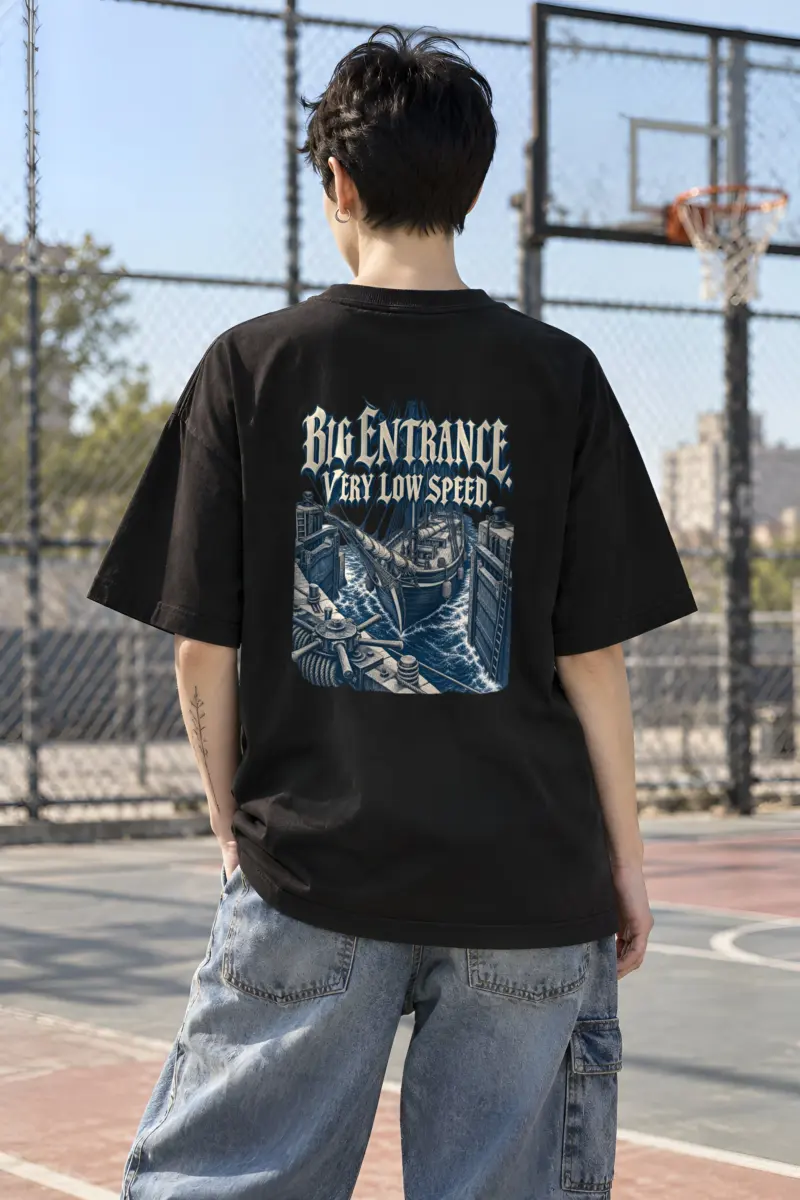 "Big Entrance. Very Low Speed." Unisex Oversized Heavyweight Crewneck T-Shirt