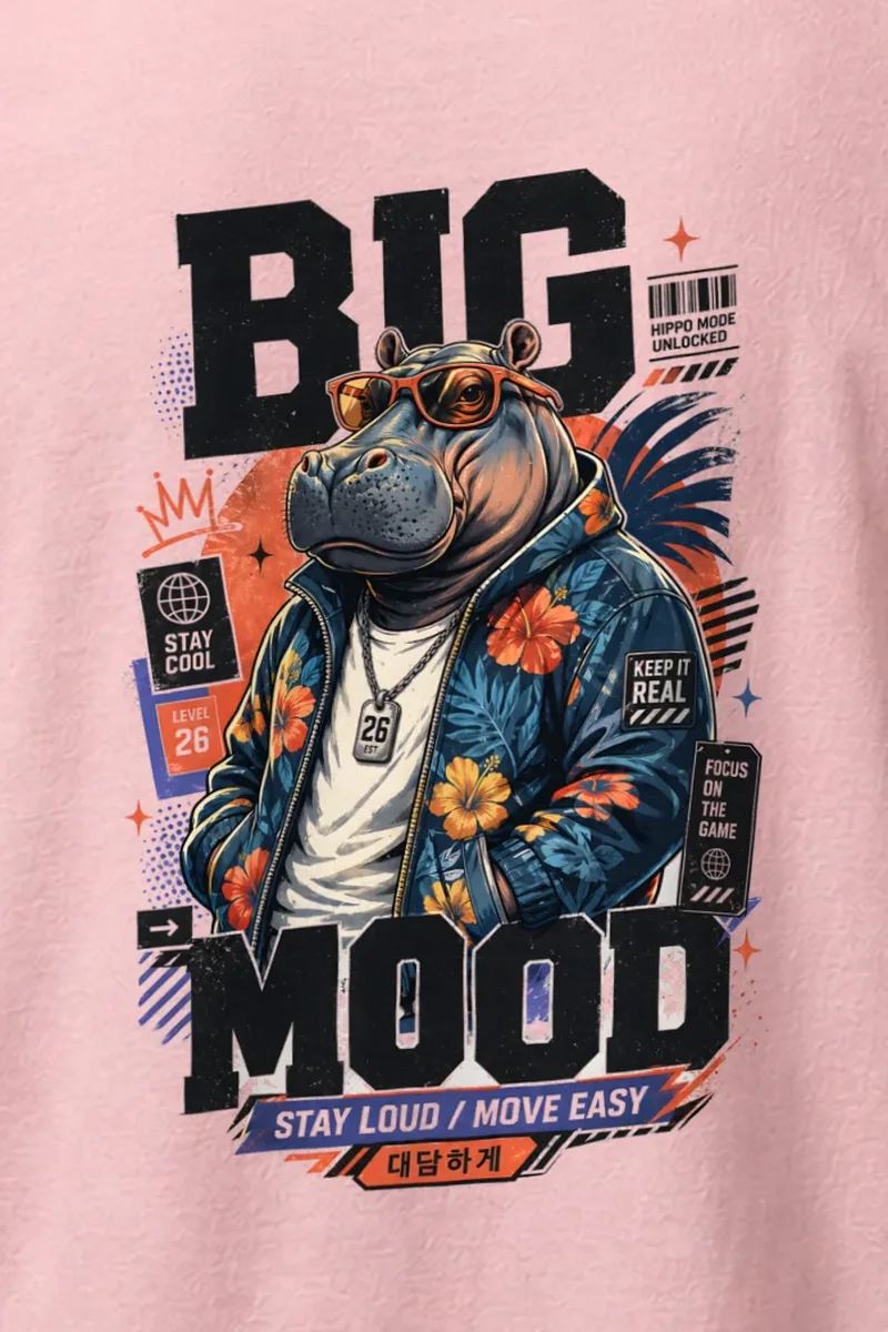 "Big Hippo Mode" Heavyweight Unisex Crewneck T-shirt