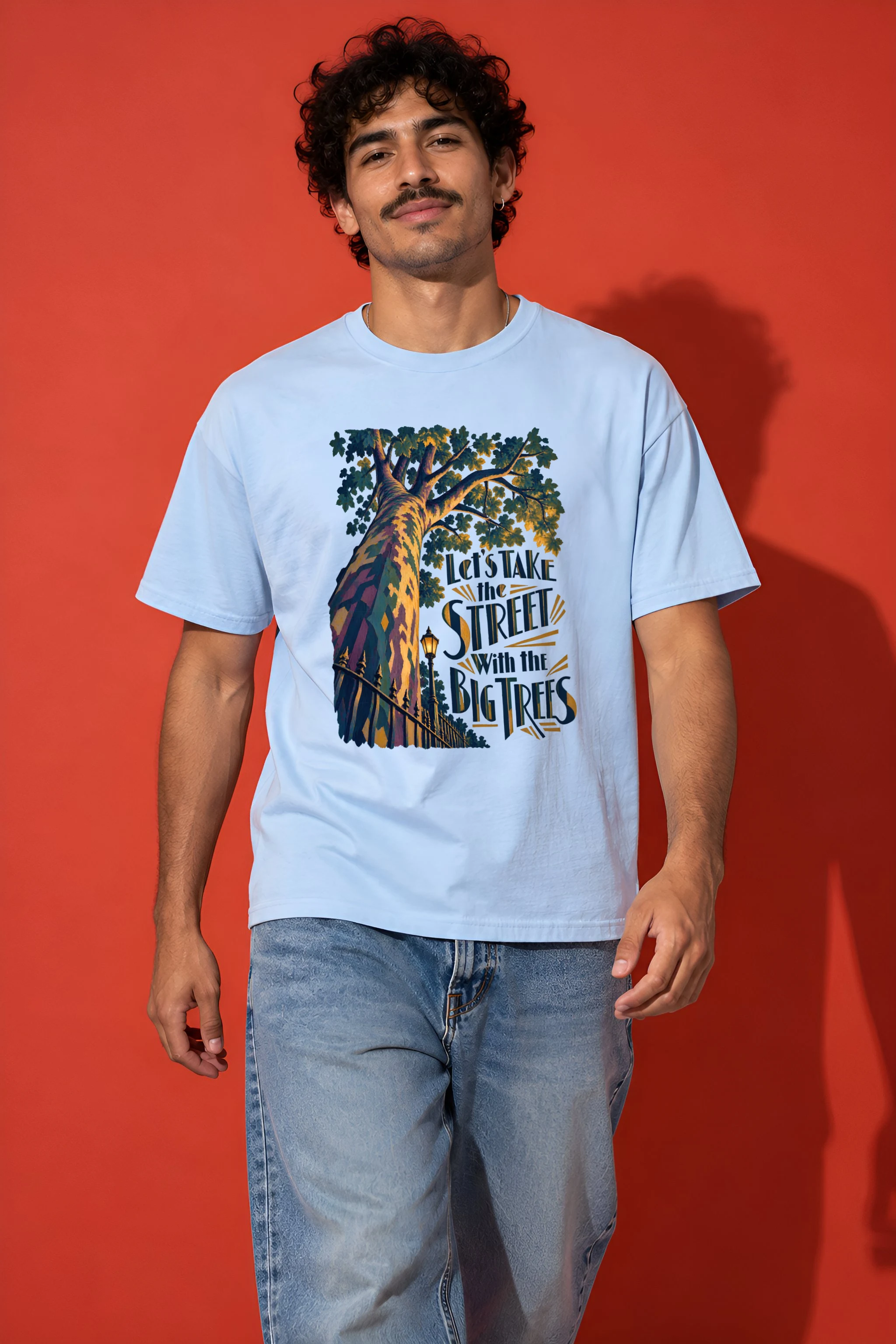 "Big Trees Street" Heavyweight Unisex Crewneck T-shirt