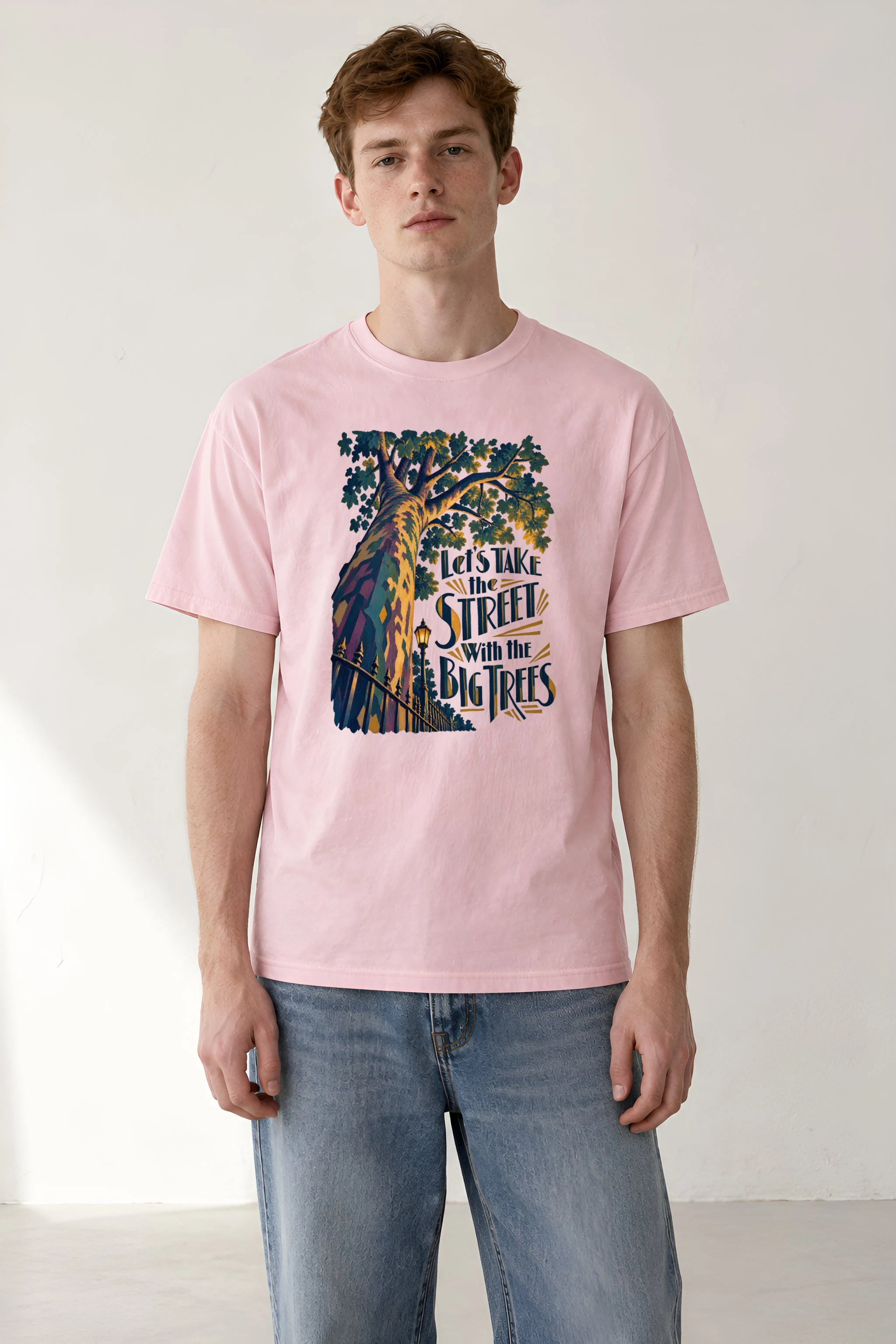 "Big Trees Street" Heavyweight Unisex Crewneck T-shirt