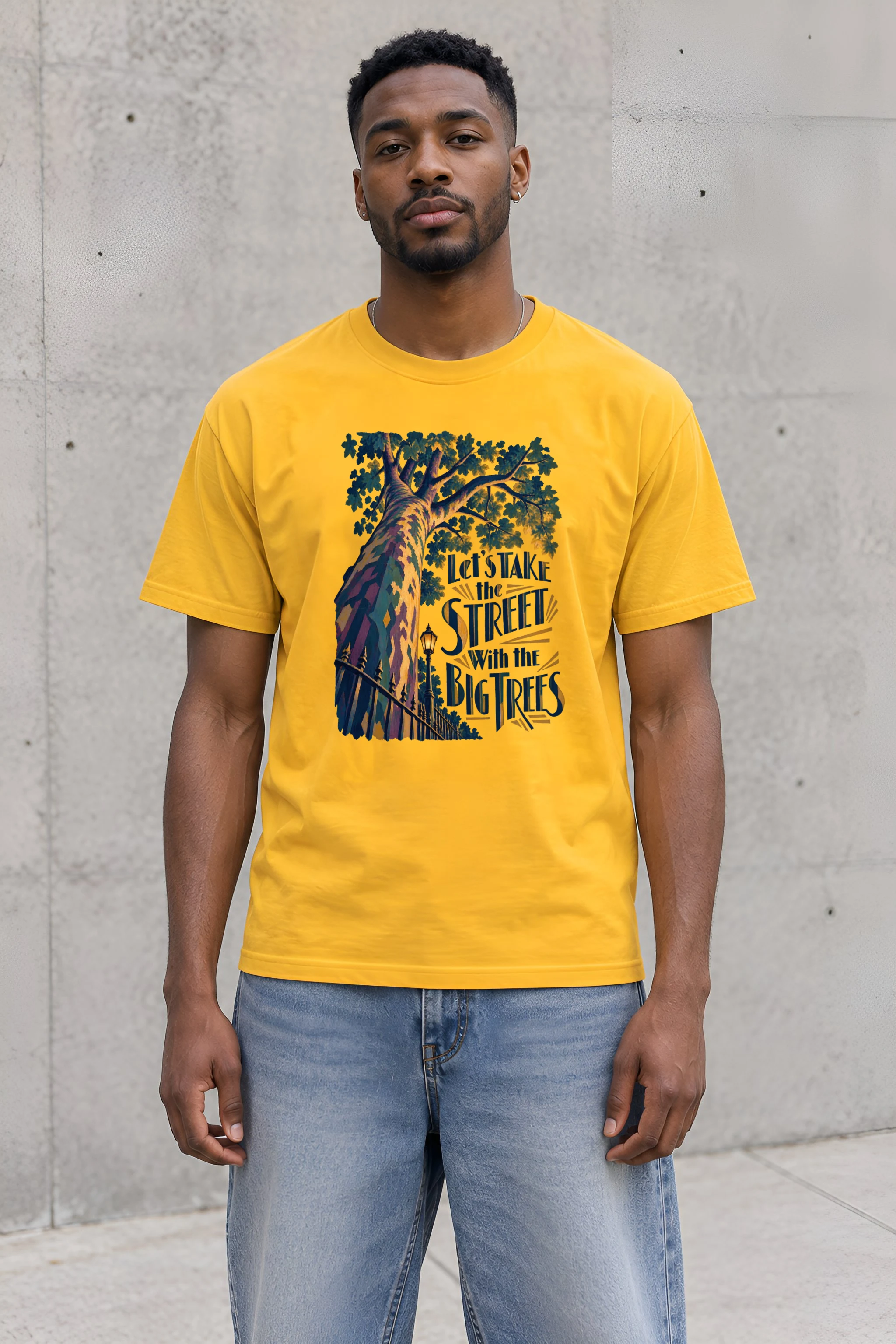 "Big Trees Street" Heavyweight Unisex Crewneck T-shirt